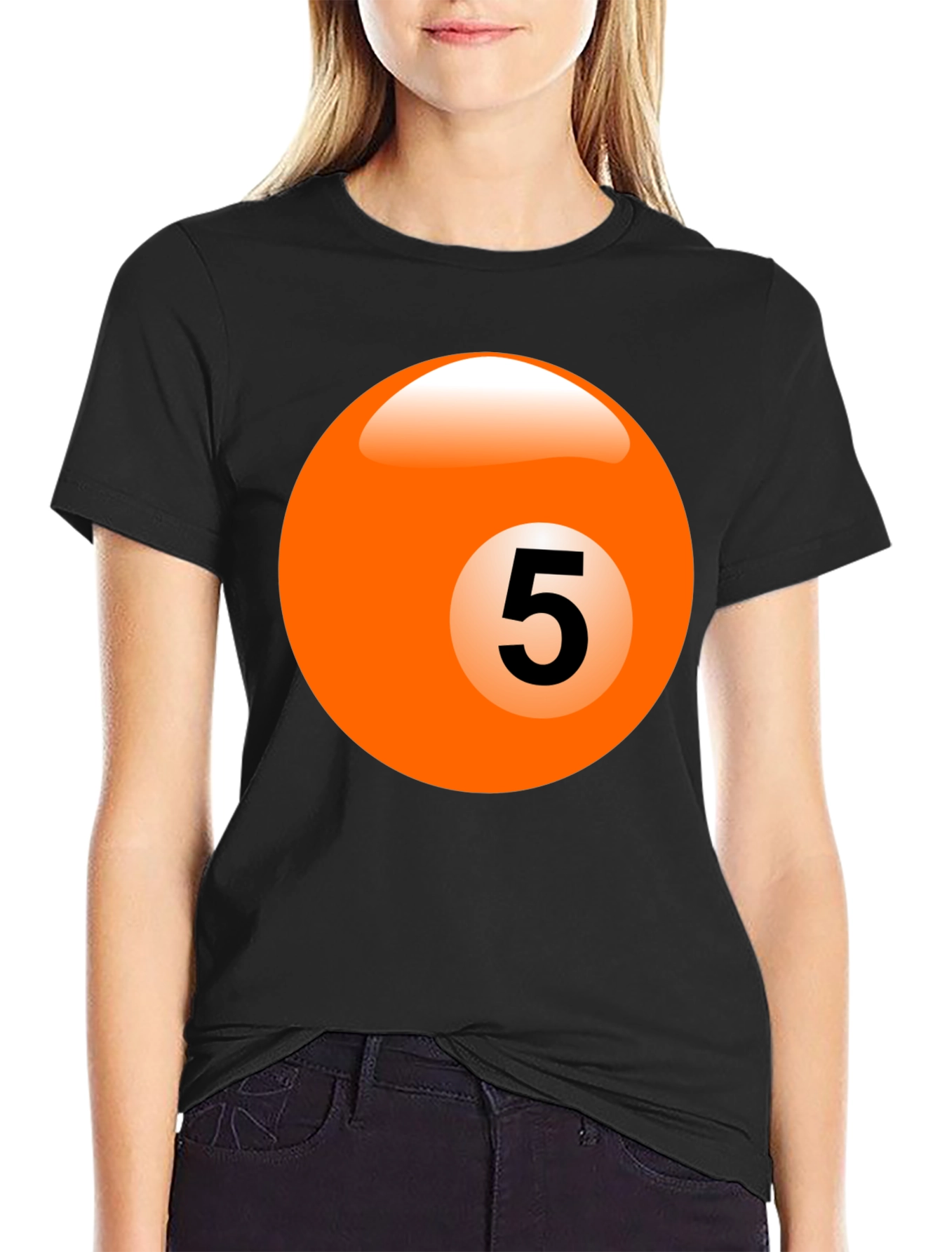 Mens Black T-Shirt with Billiard Ball Graphic