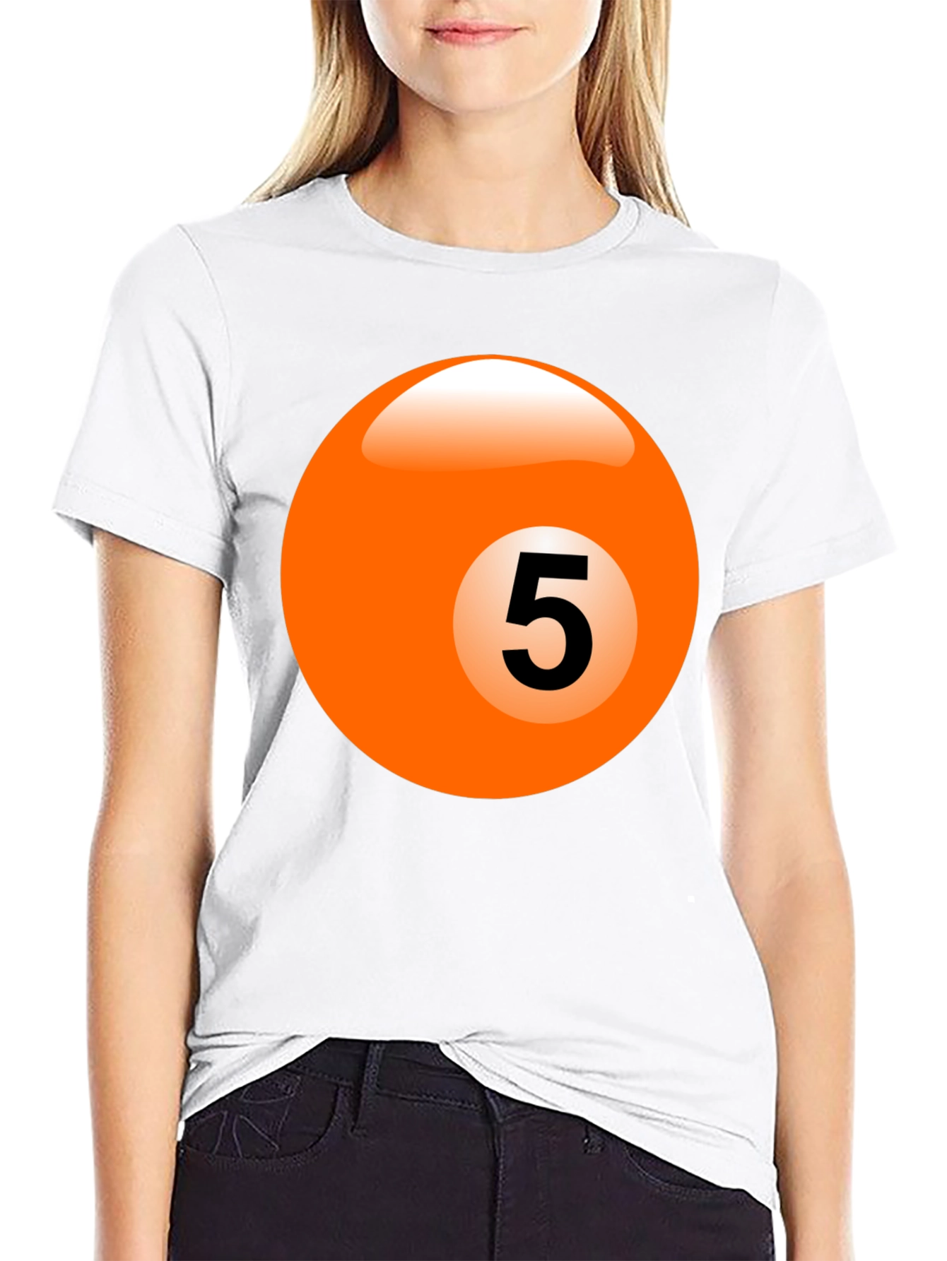 Mens Black T-Shirt with Billiard Ball Graphic