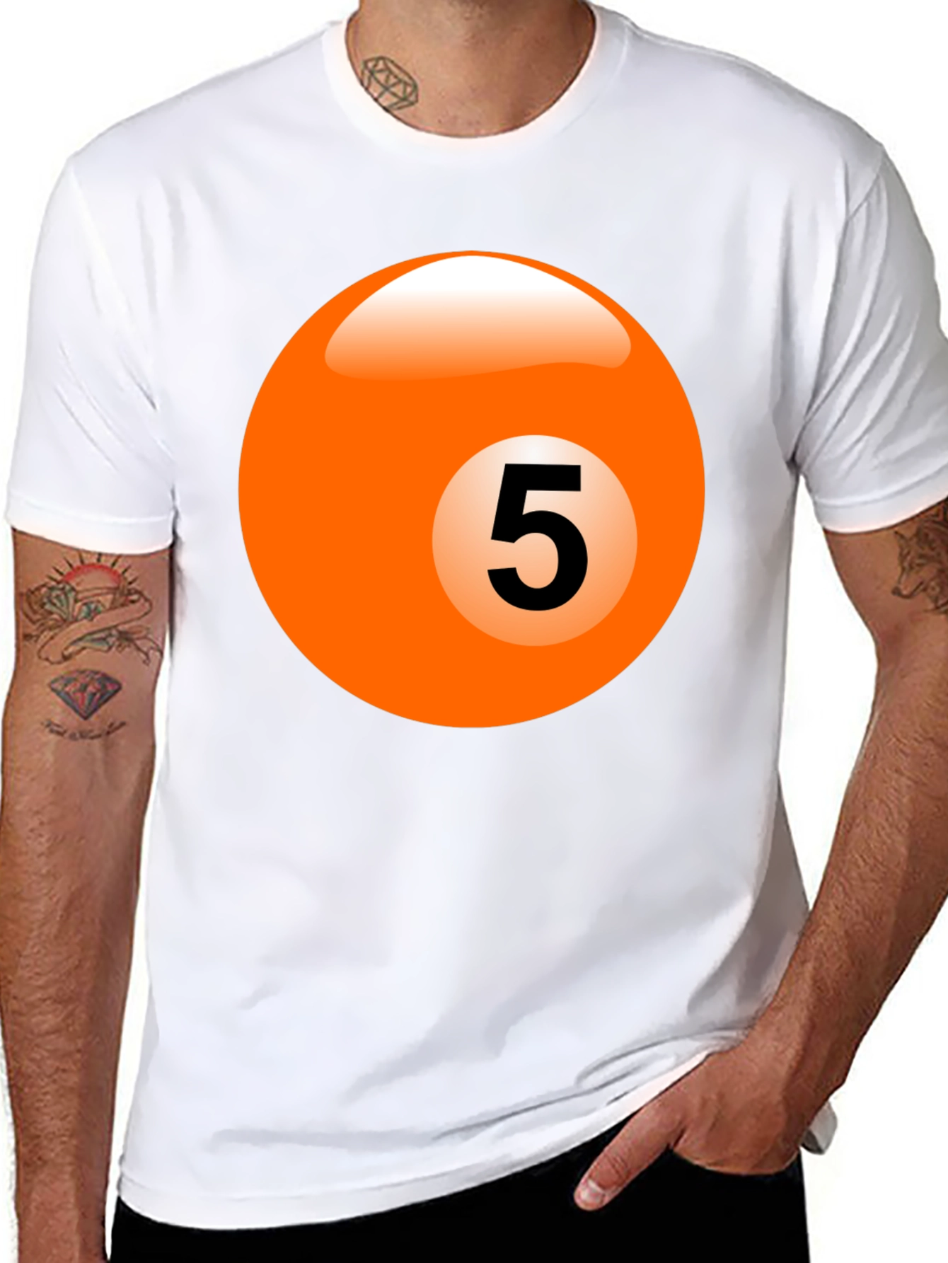Mens Black T-Shirt with Billiard Ball Graphic