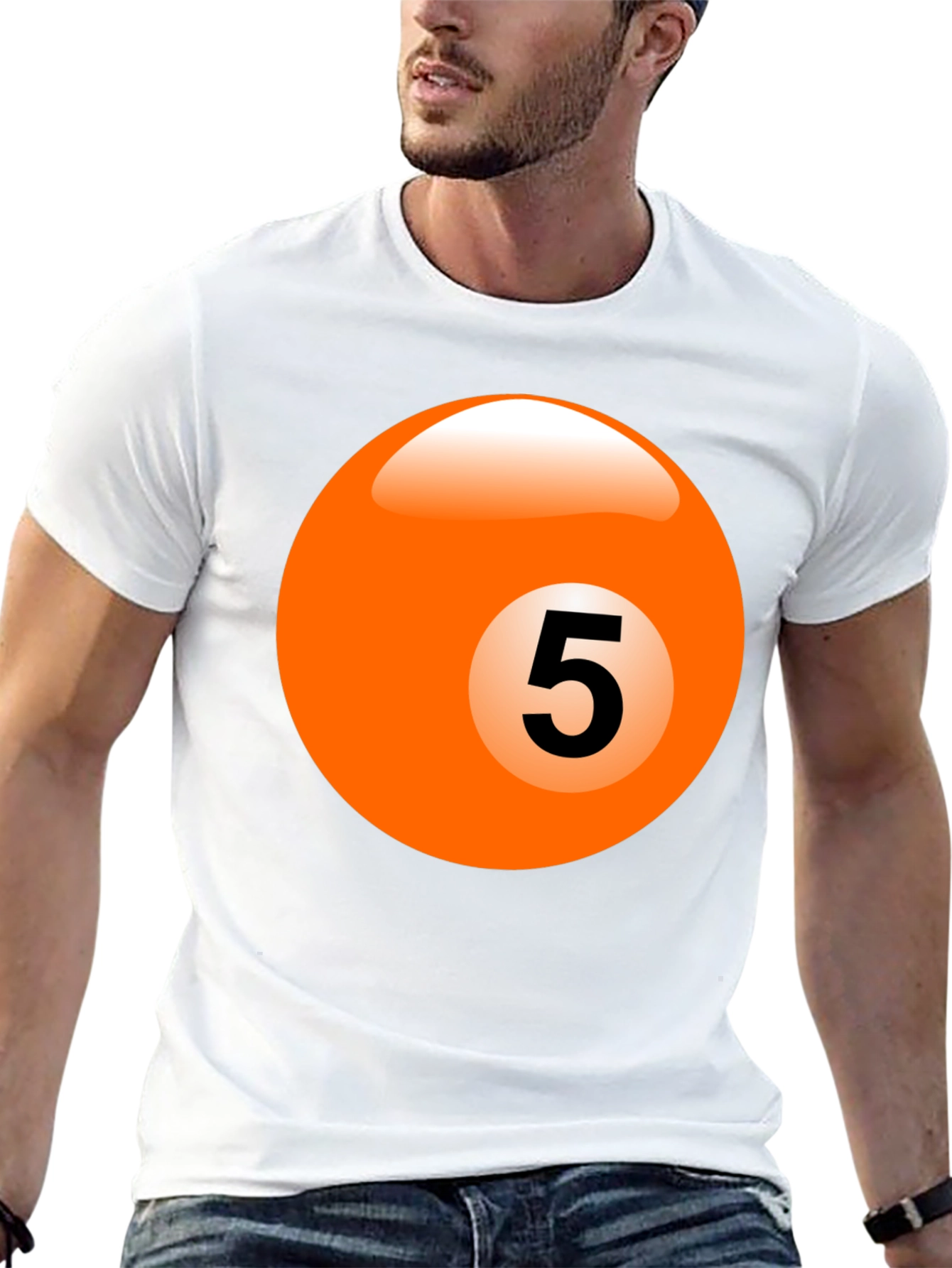 Mens Black T-Shirt with Billiard Ball Graphic