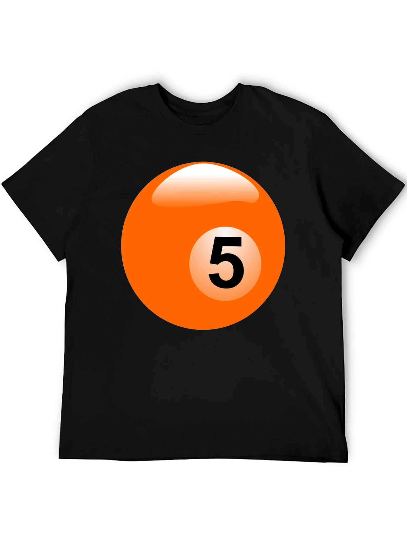 Mens Black T-Shirt with Billiard Ball Graphic