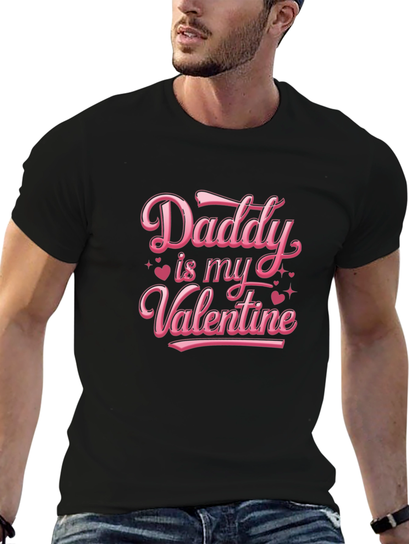 Daddy is My Valentine Black T-Shirt