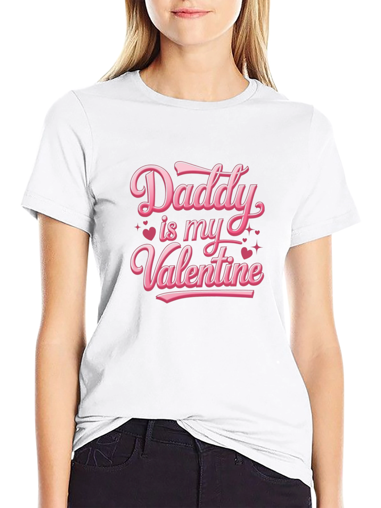 Daddy is My Valentine Black T-Shirt