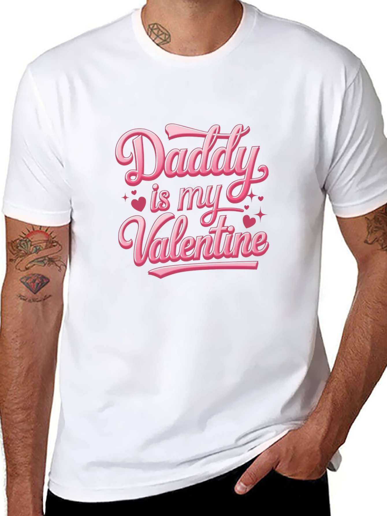 Daddy is My Valentine Black T-Shirt