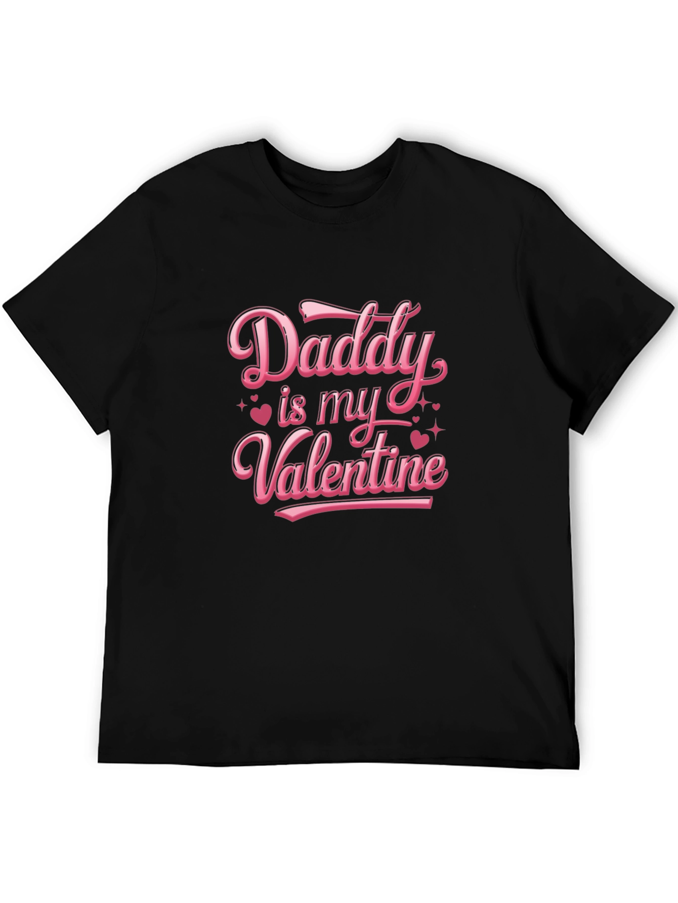 Daddy is My Valentine Black T-Shirt