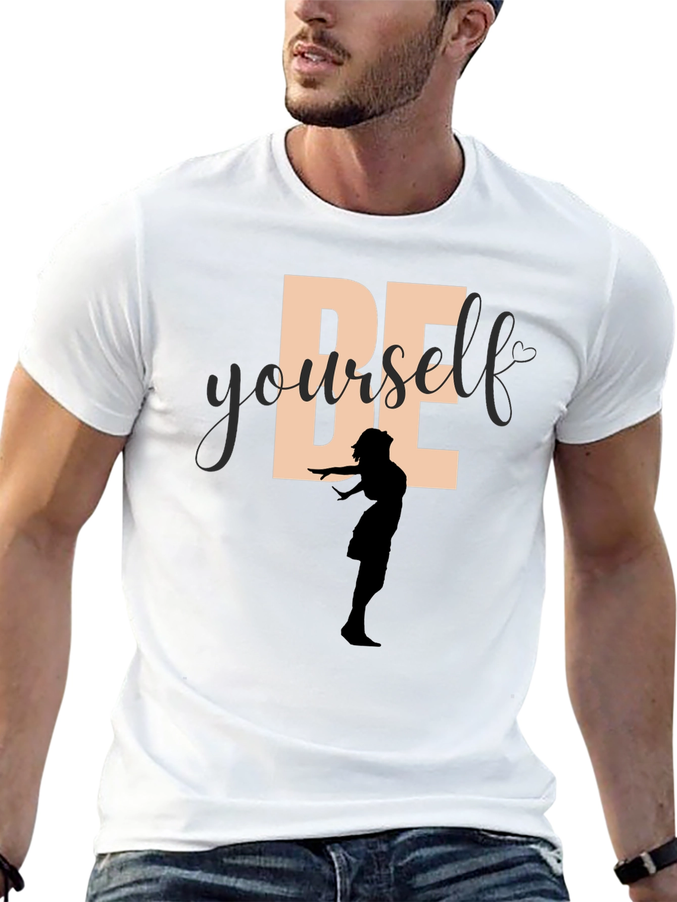Be Yourself Graphic Tee - Empowering Silhouette Design