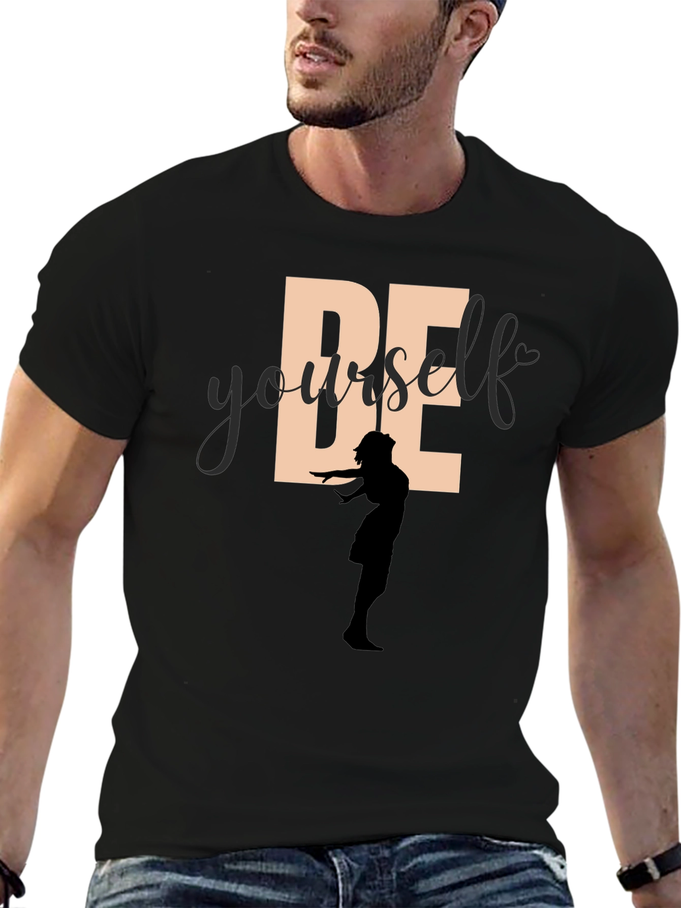 Be Yourself Graphic Tee - Empowering Silhouette Design