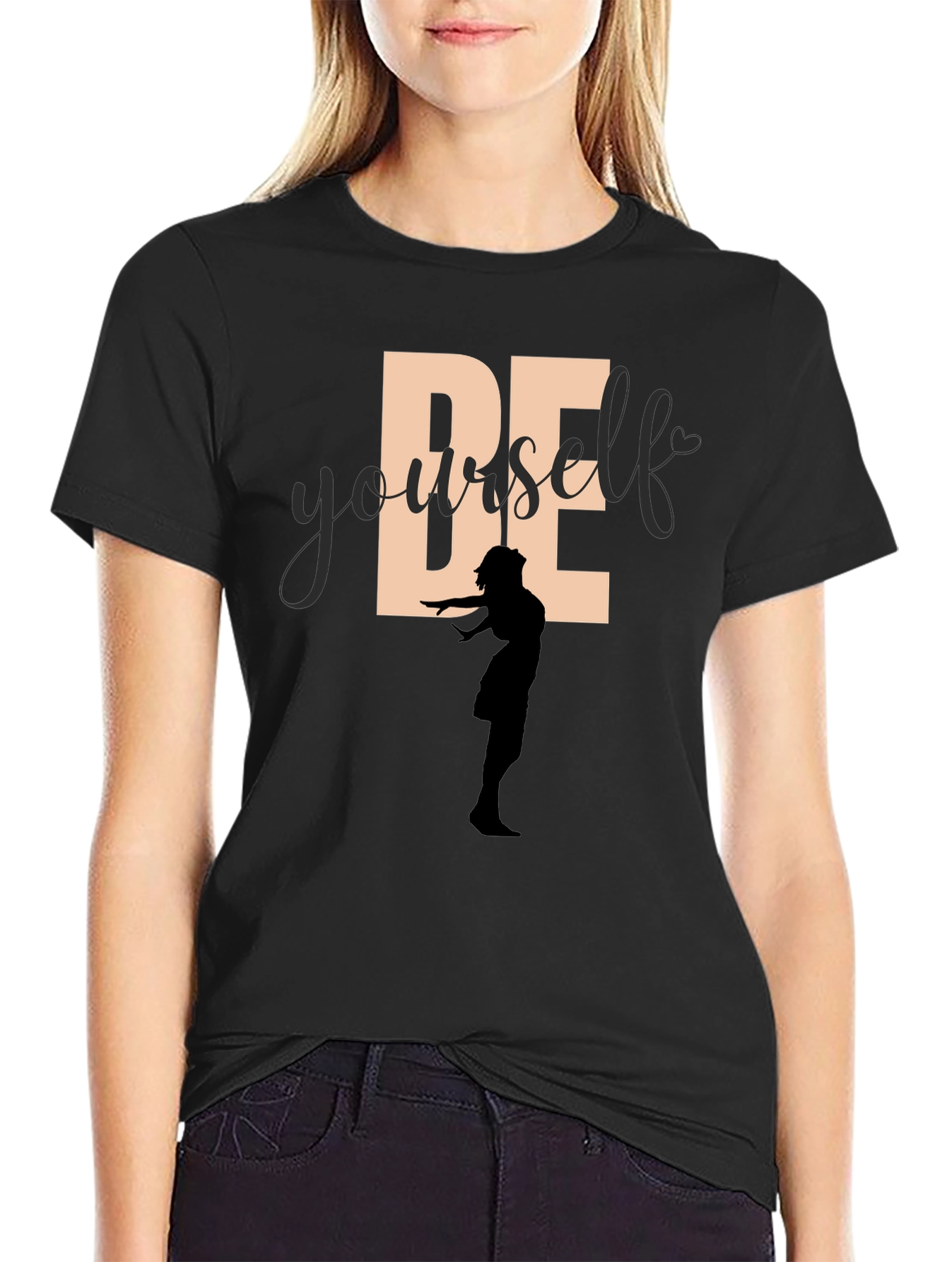 Be Yourself Graphic Tee - Empowering Silhouette Design