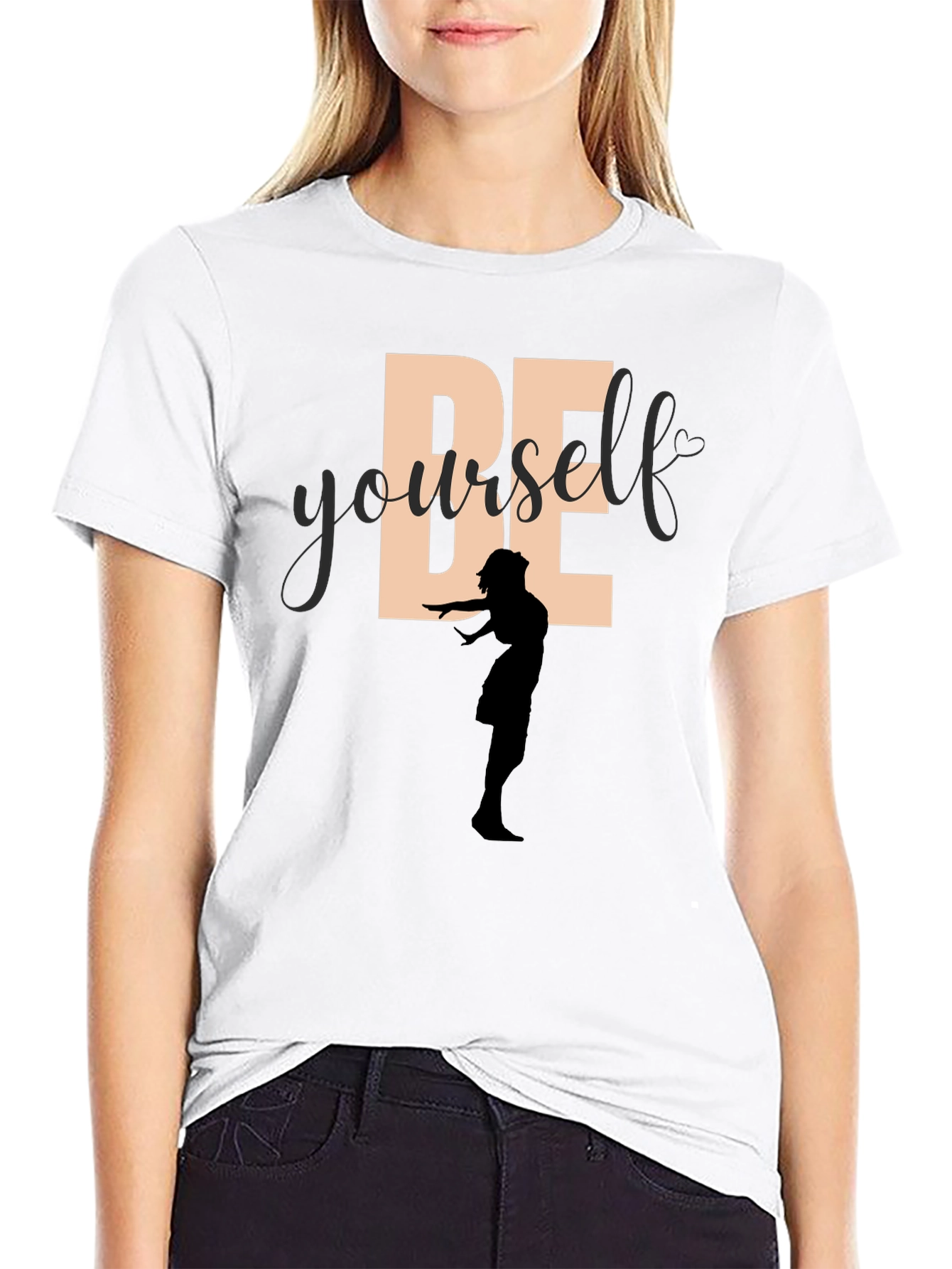 Be Yourself Graphic Tee - Empowering Silhouette Design