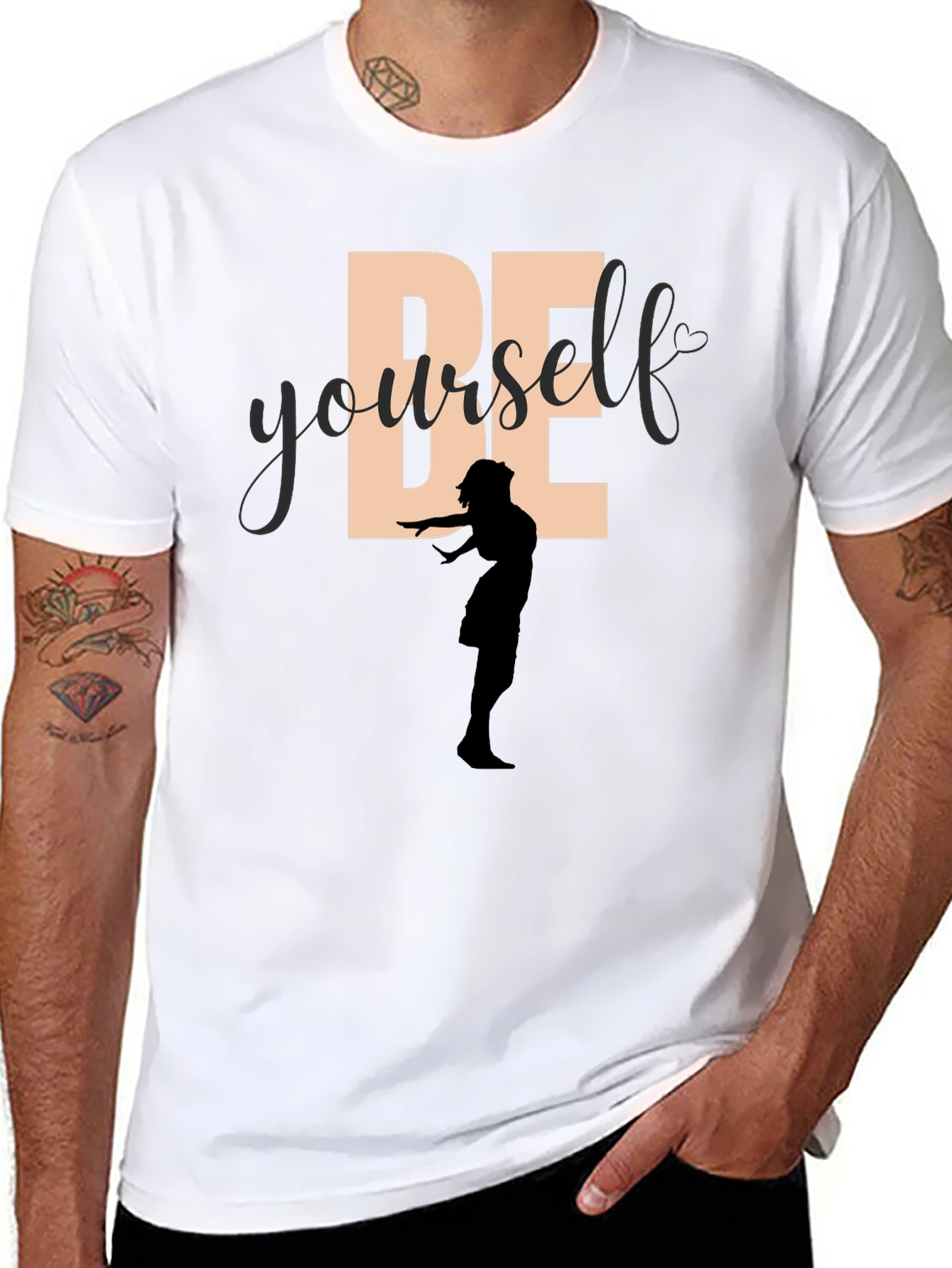 Be Yourself Graphic Tee - Empowering Silhouette Design