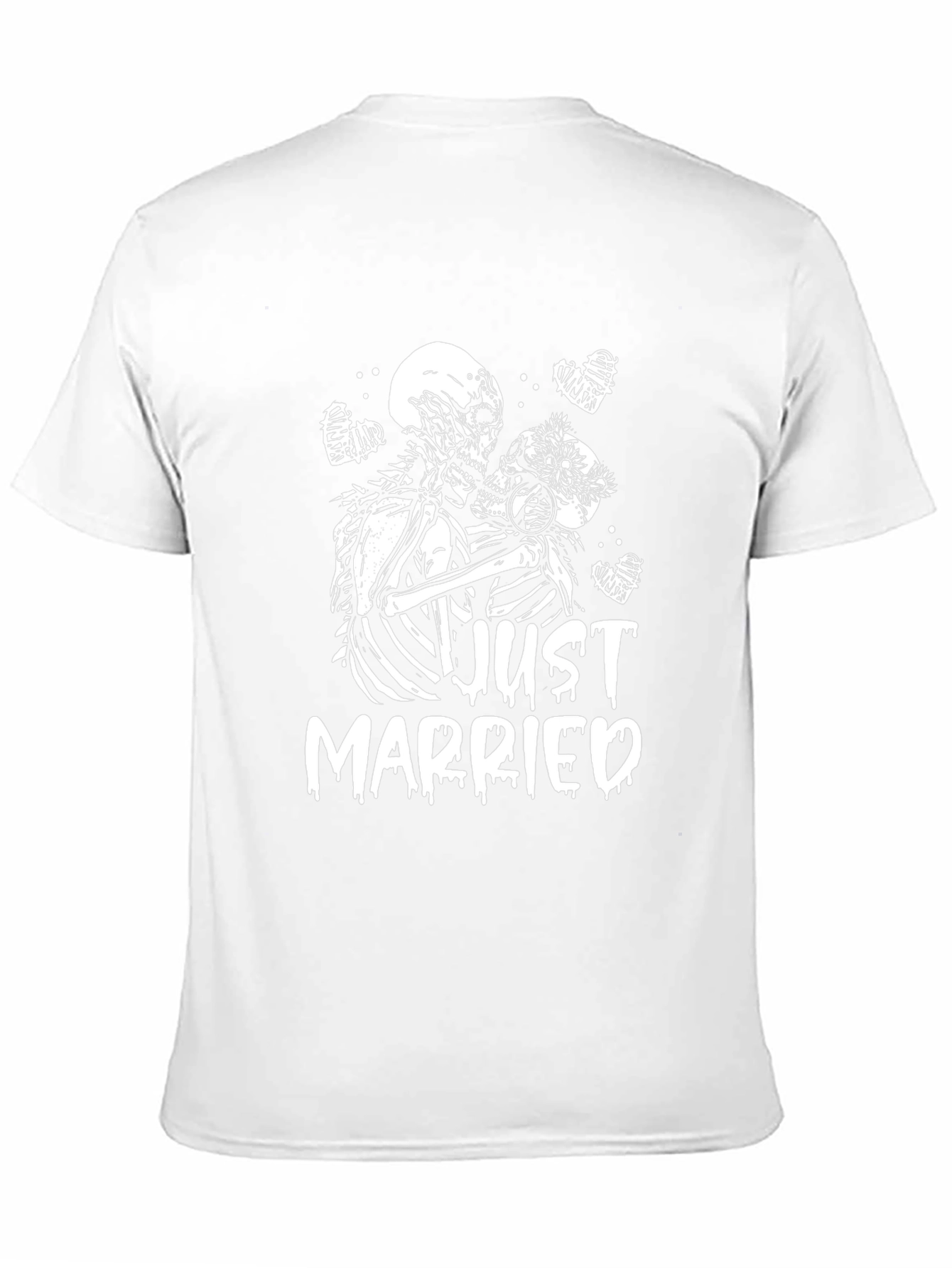 Just Married Skeleton Couple Graphic Tee