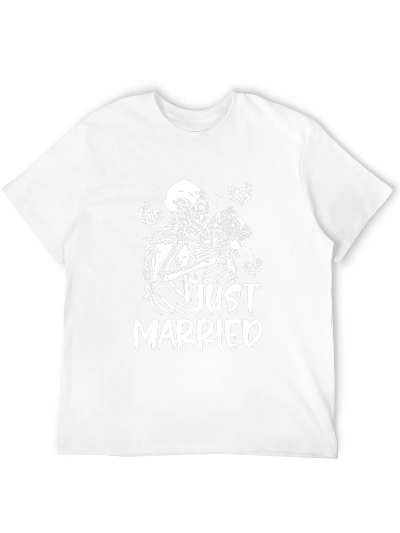 Just Married Skeleton Couple Graphic Tee