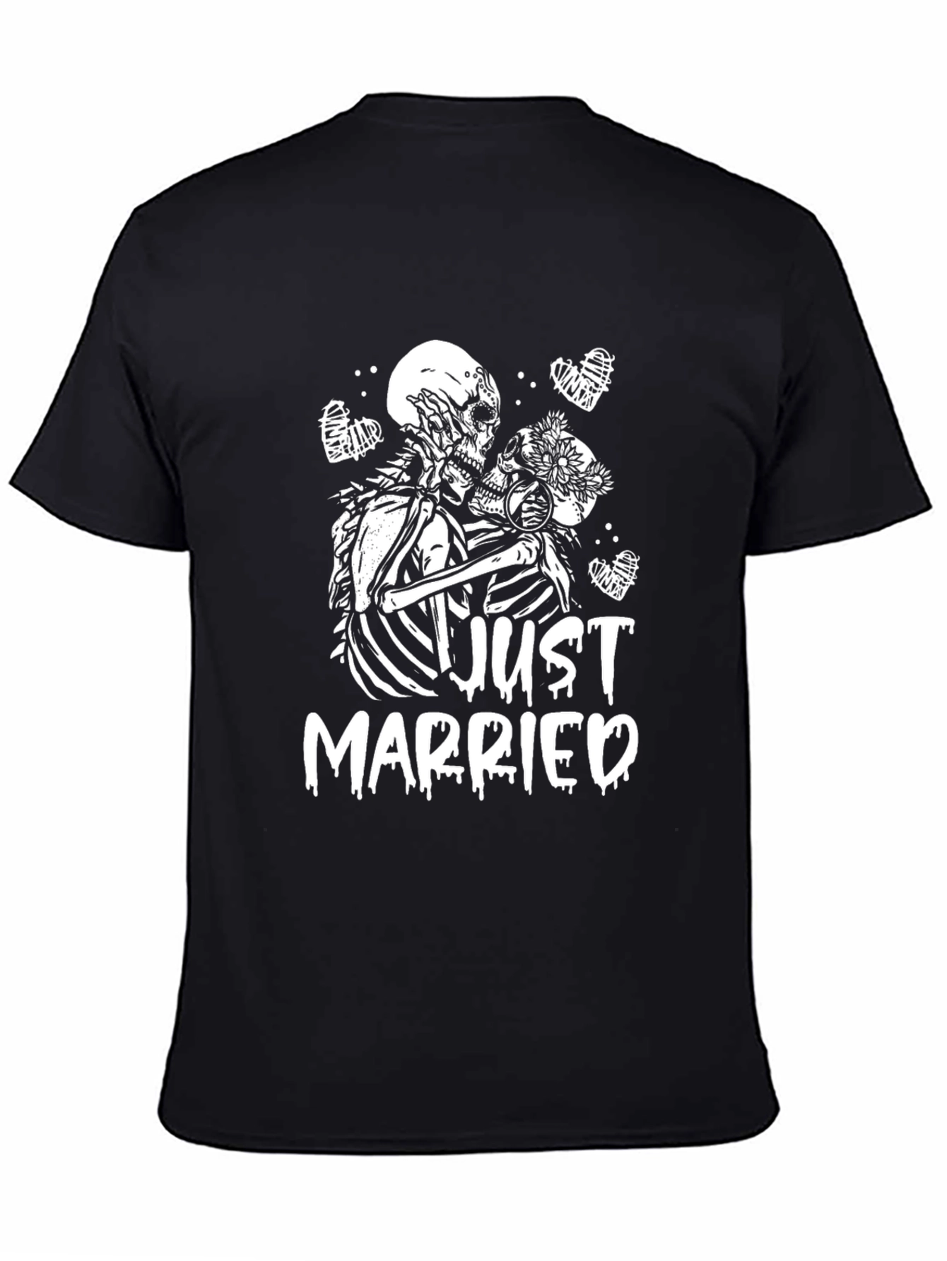 Just Married Skeleton Couple Graphic Tee