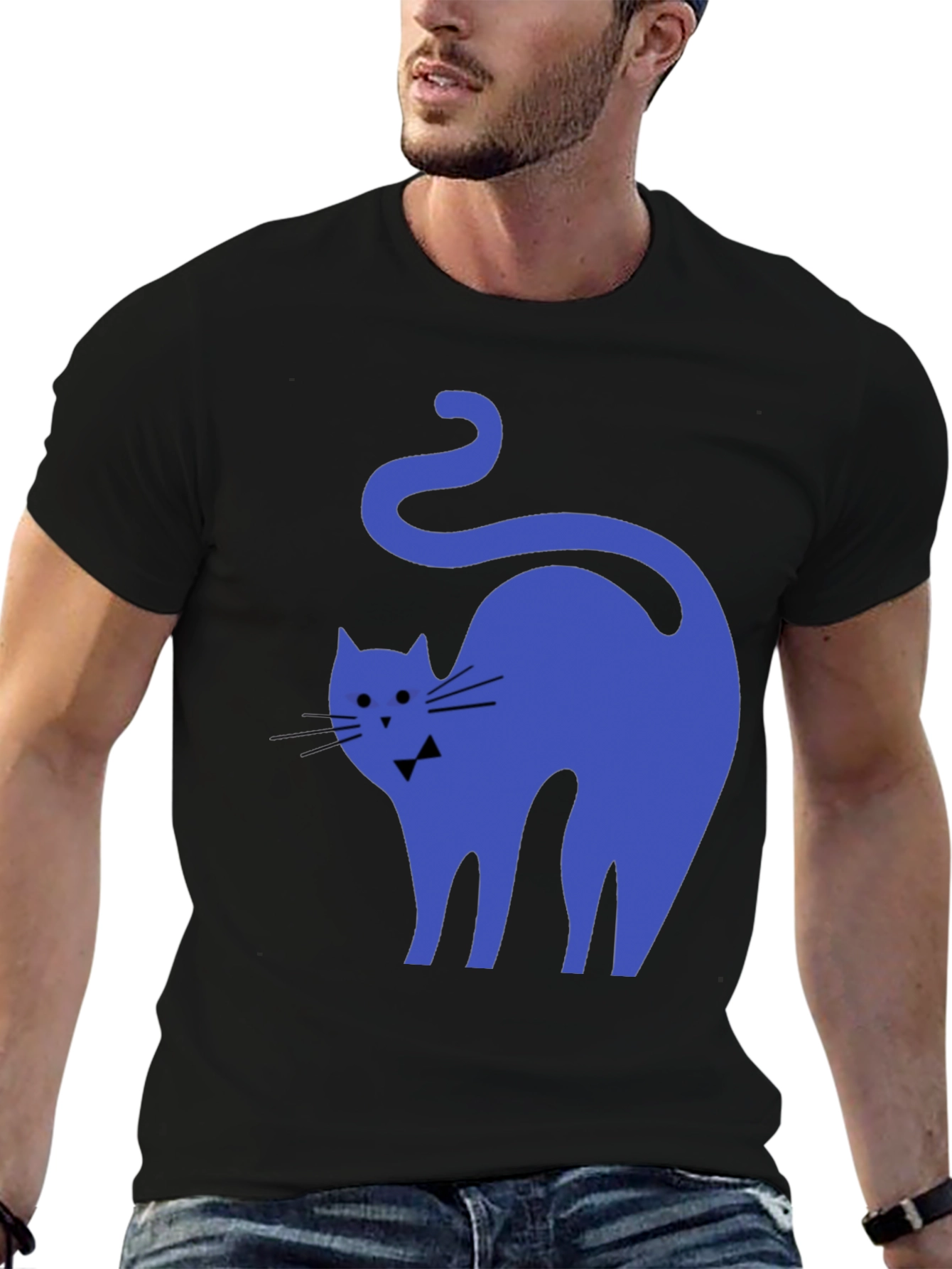 Blue Cat Black T-Shirt