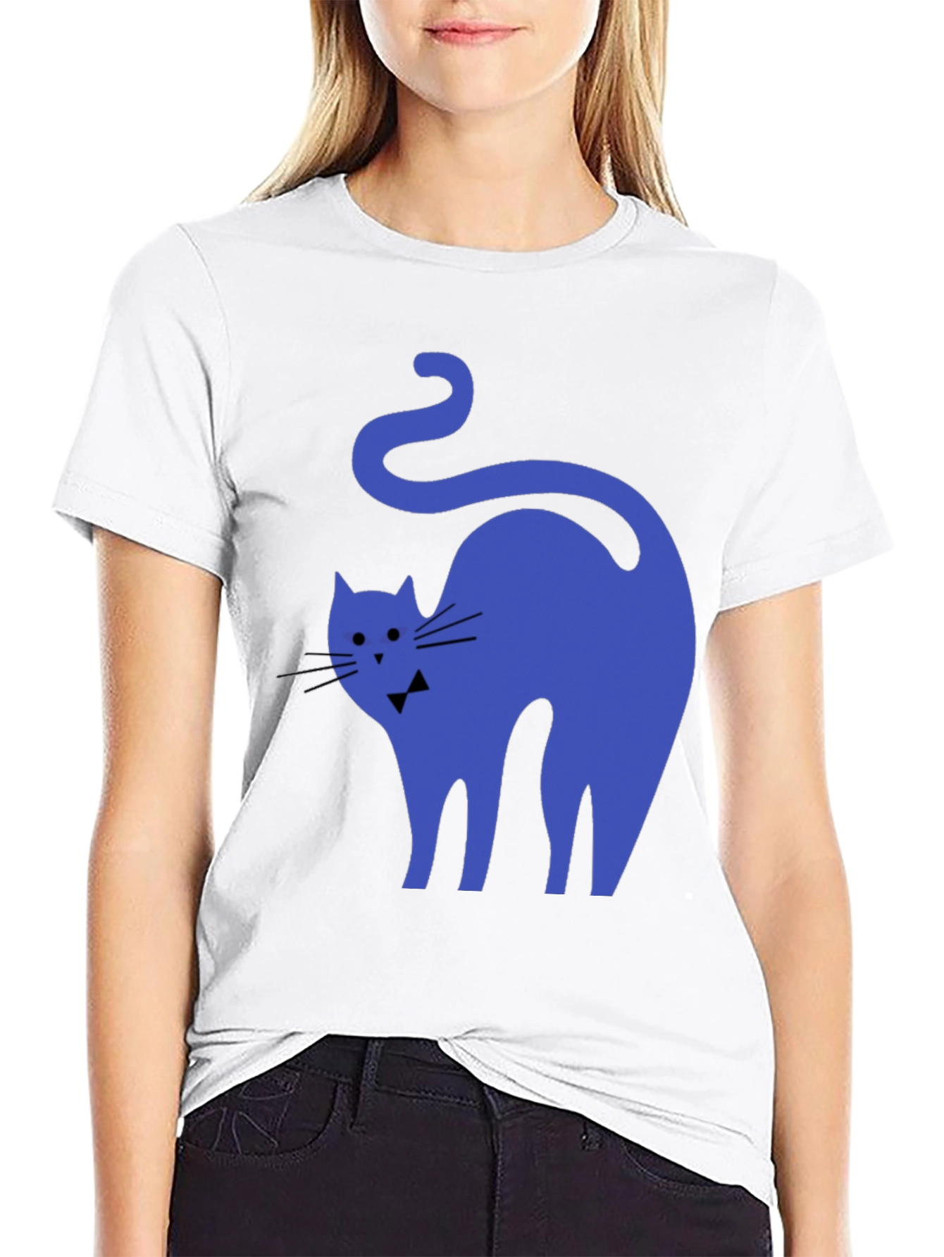 Blue Cat Black T-Shirt