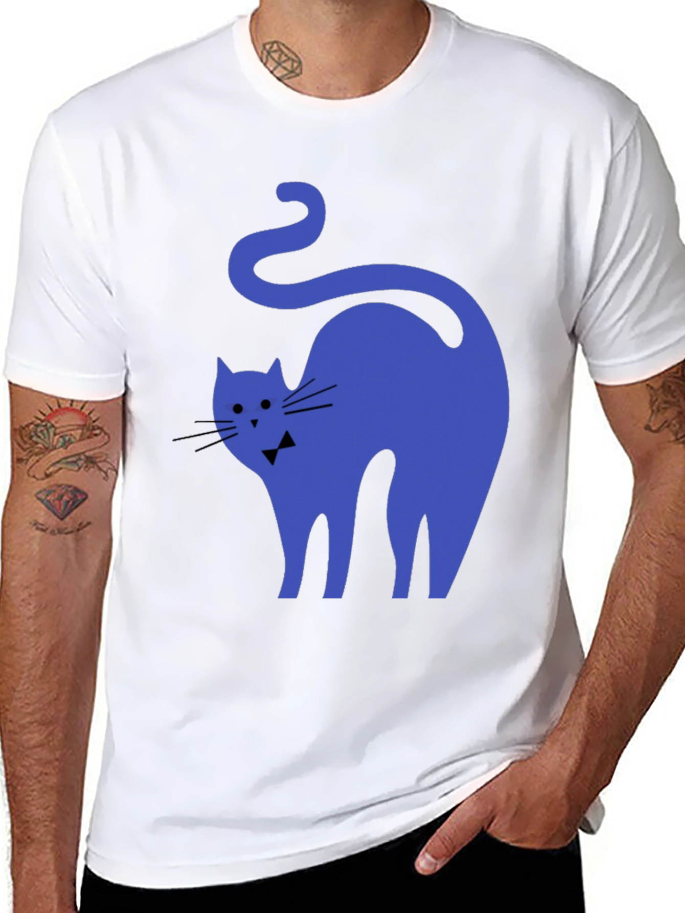 Blue Cat Black T-Shirt