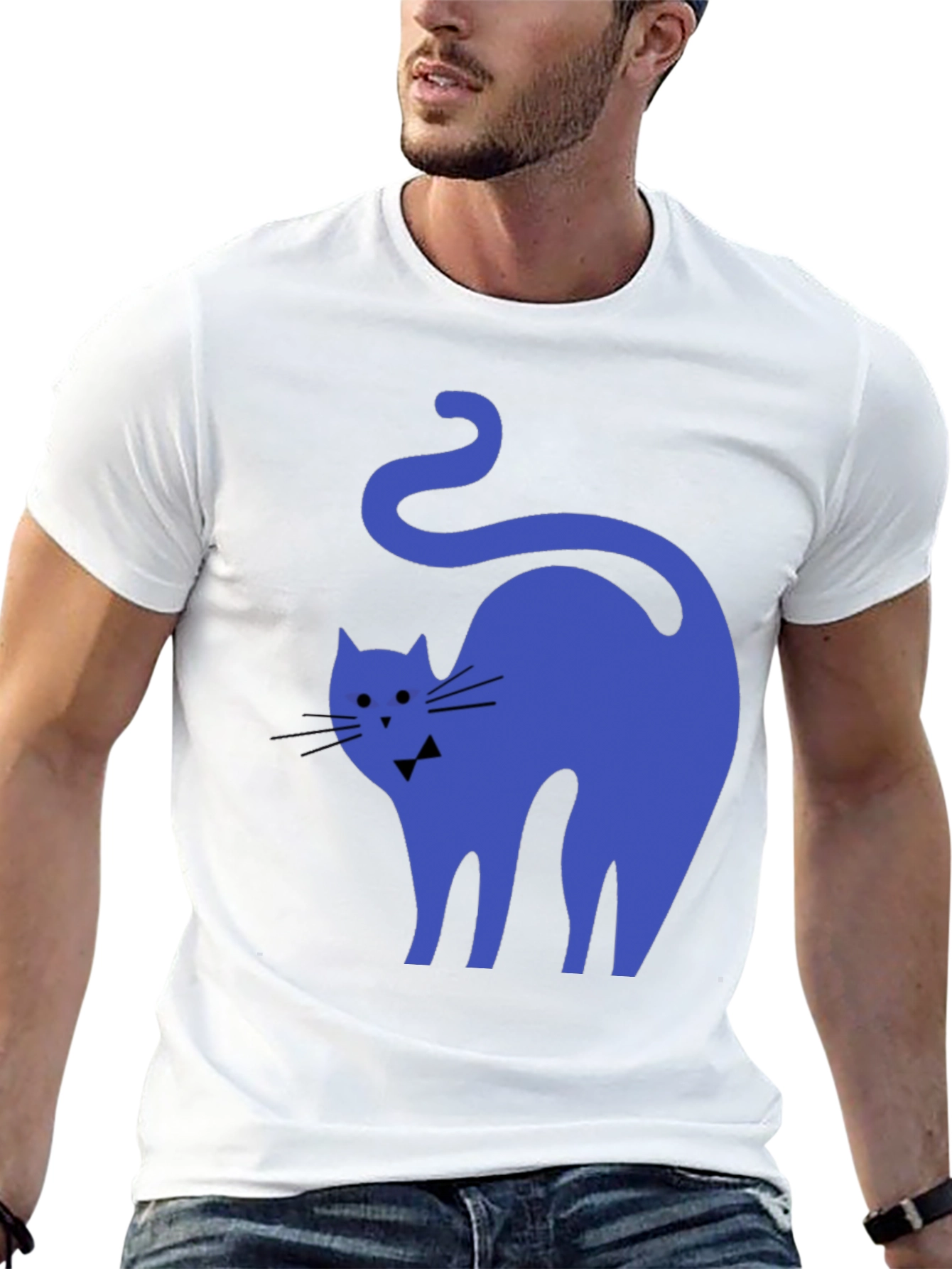 Blue Cat Black T-Shirt
