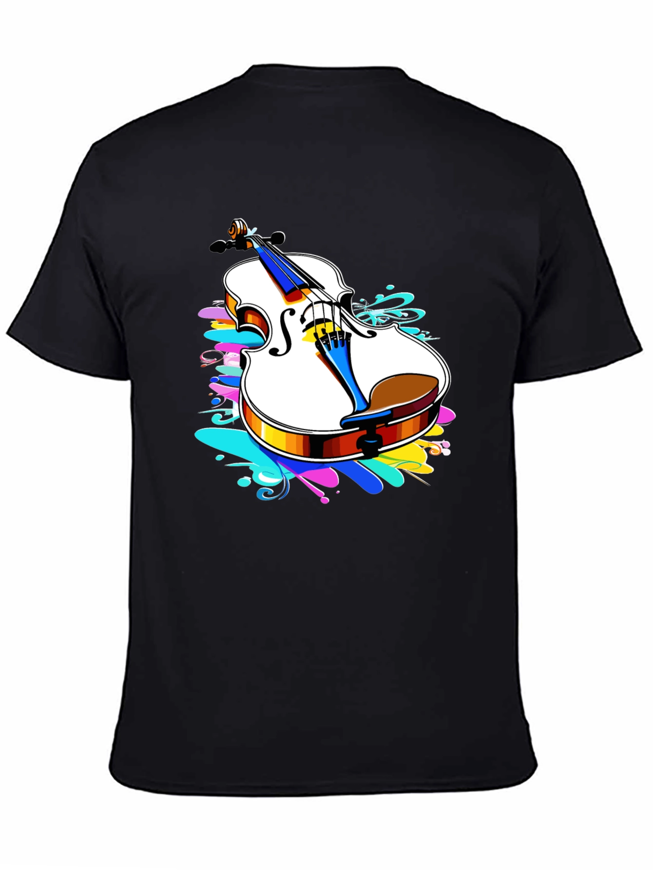 Violin Splash Black T-Shirt - Music Lovers Tee