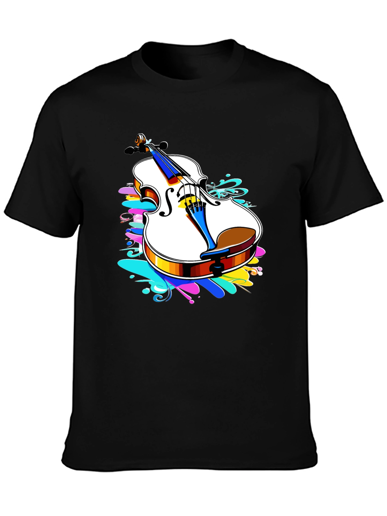 Violin Splash Black T-Shirt - Music Lovers Tee