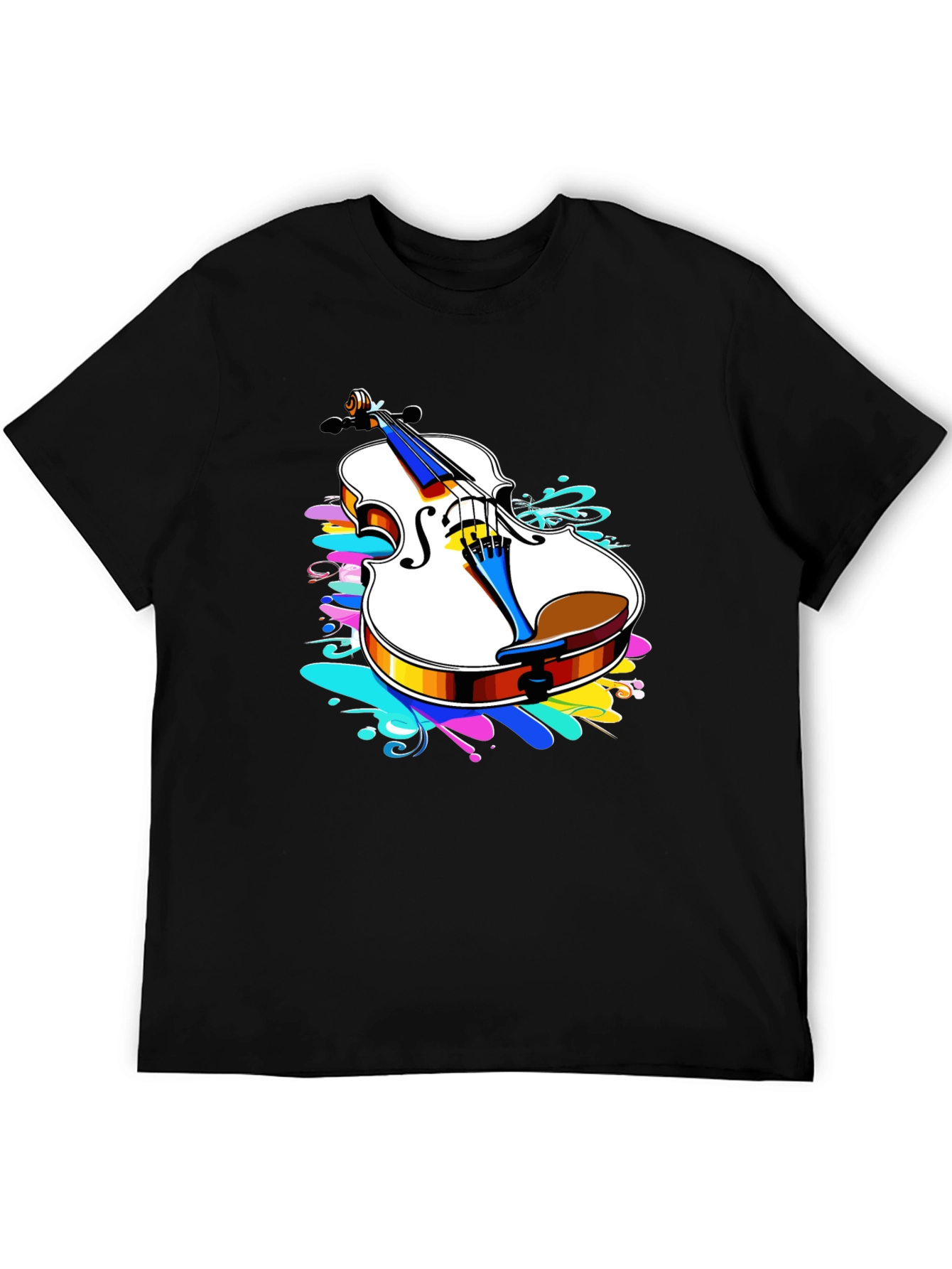 Violin Splash Black T-Shirt - Music Lovers Tee