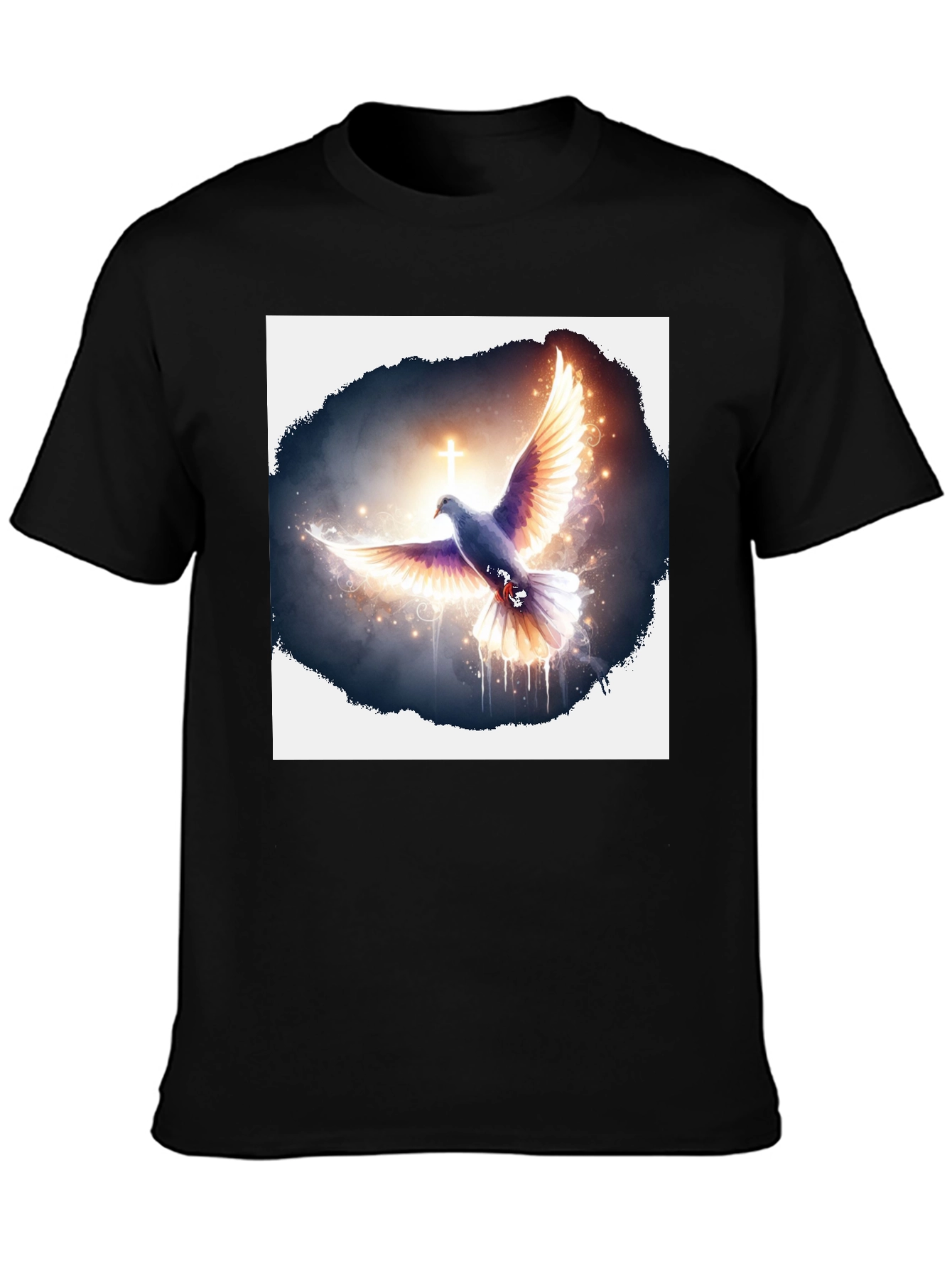 Dove & Cross Graphic Black T-Shirt