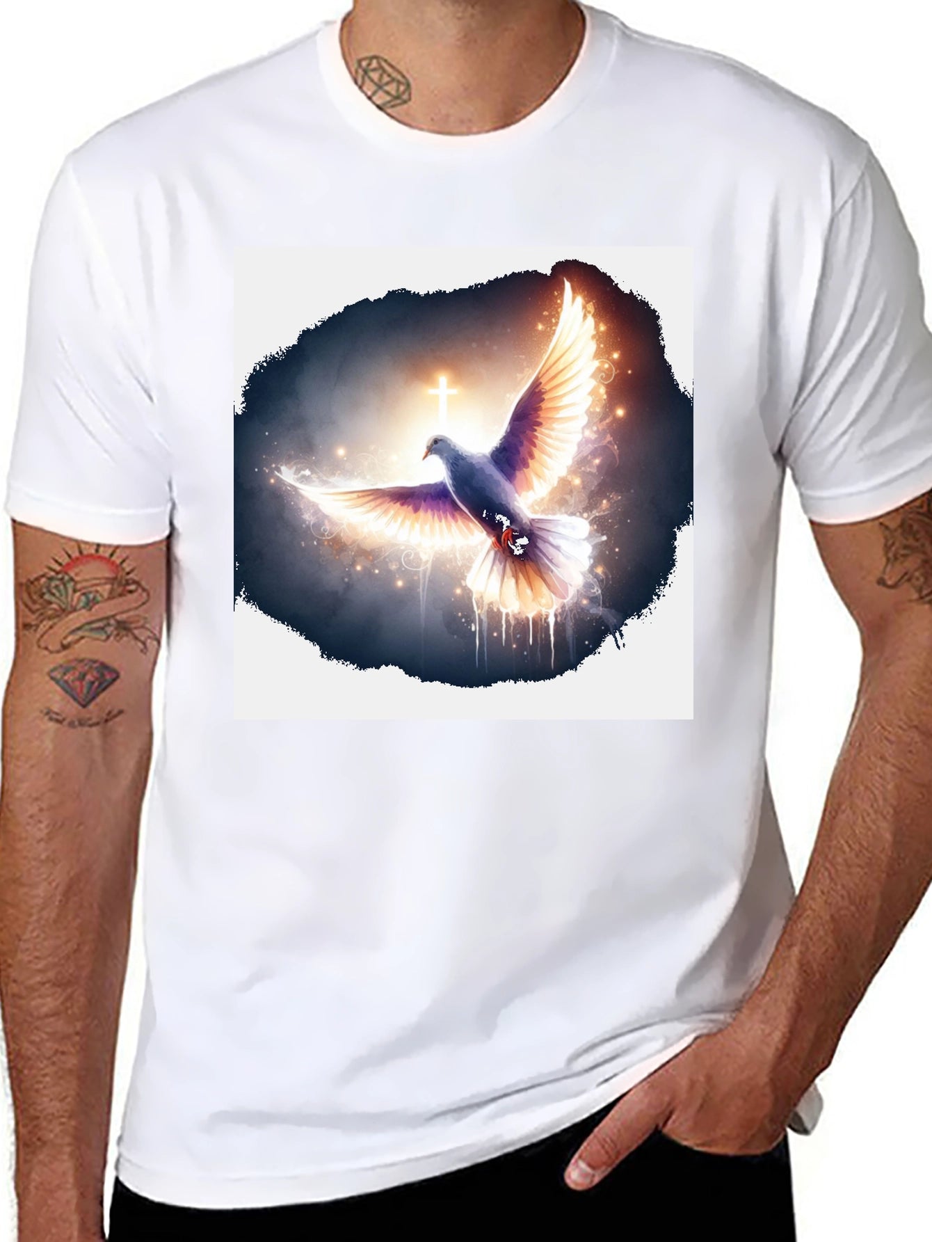 Dove & Cross Graphic Black T-Shirt