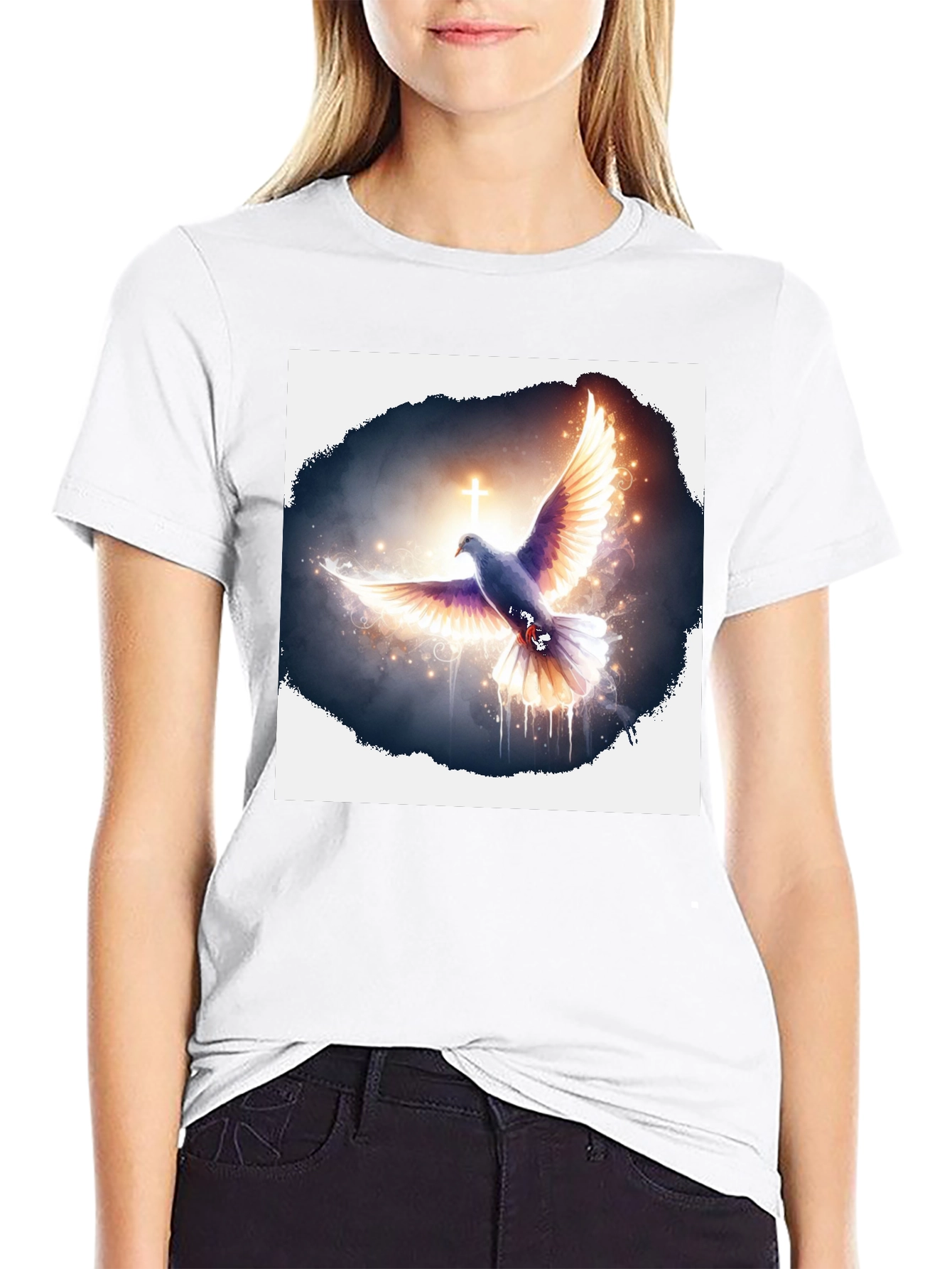 Dove & Cross Graphic Black T-Shirt