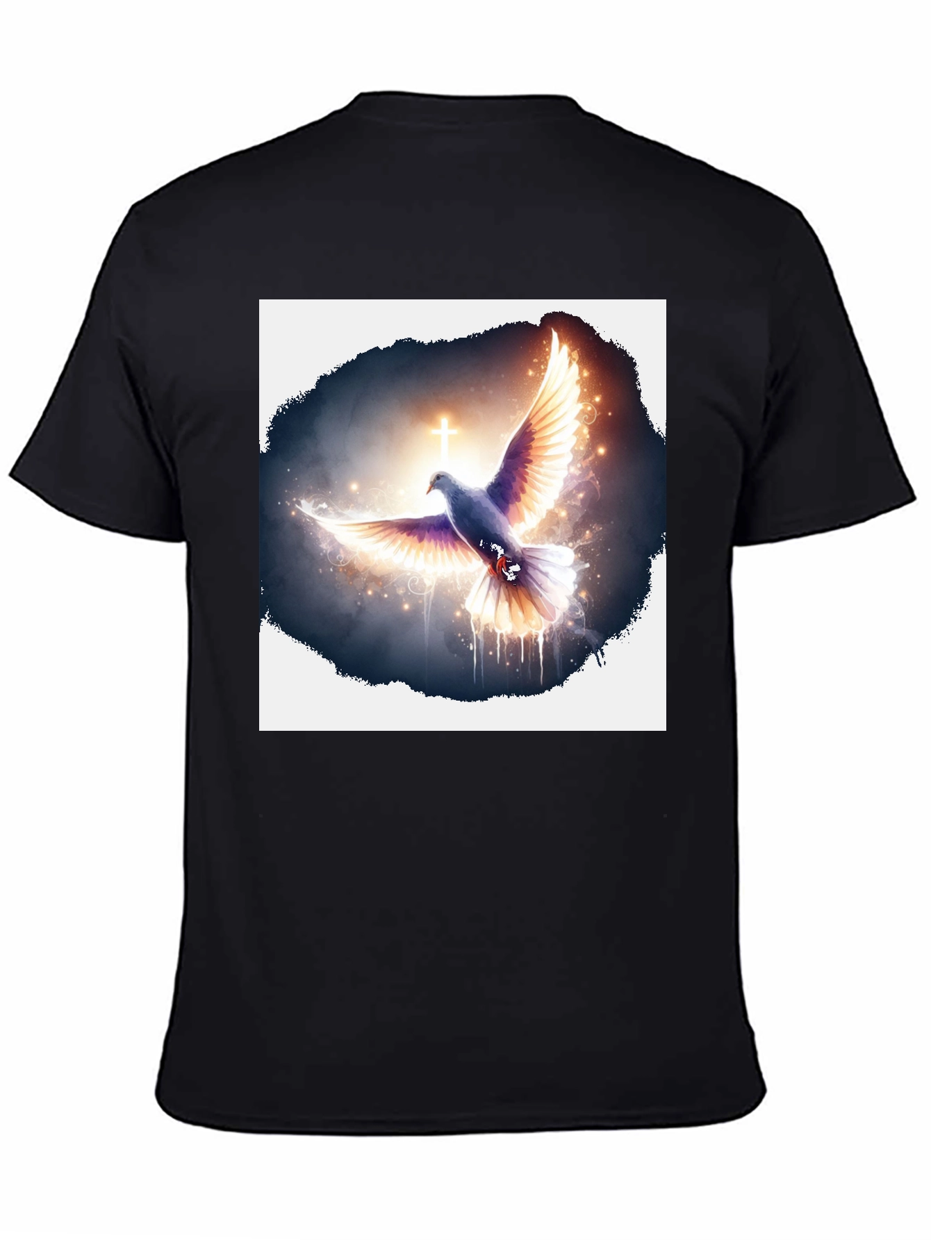 Dove & Cross Graphic Black T-Shirt