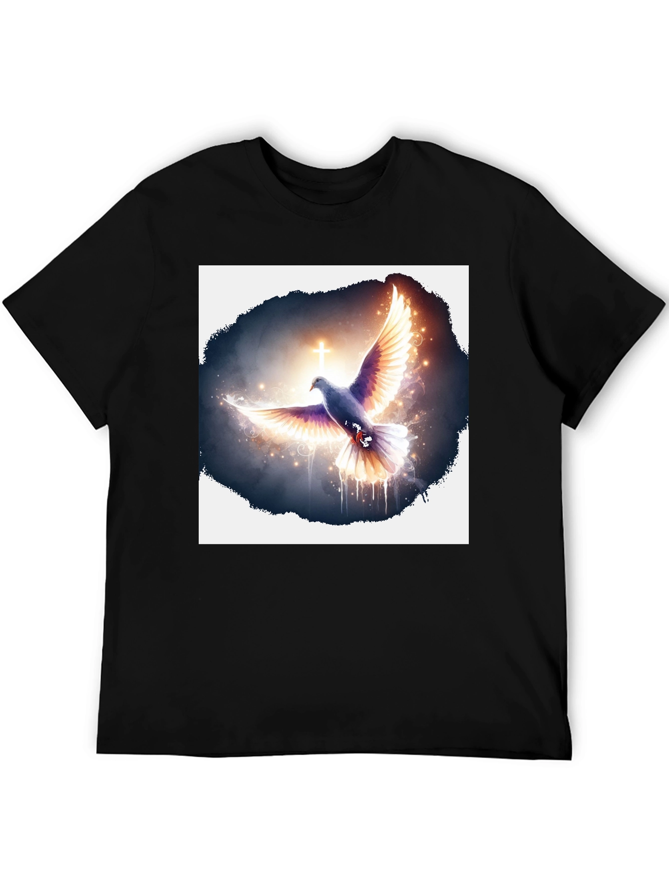 Dove & Cross Graphic Black T-Shirt