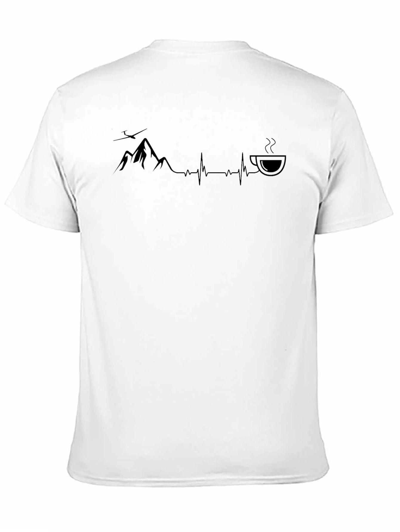 Mountain & Coffee Heartbeat Black T-Shirt