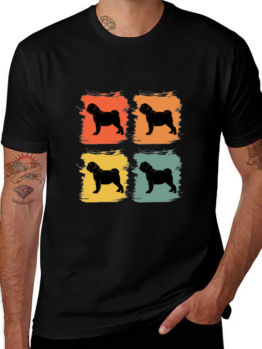 Retro Pug Pop Art Mens T-Shirt