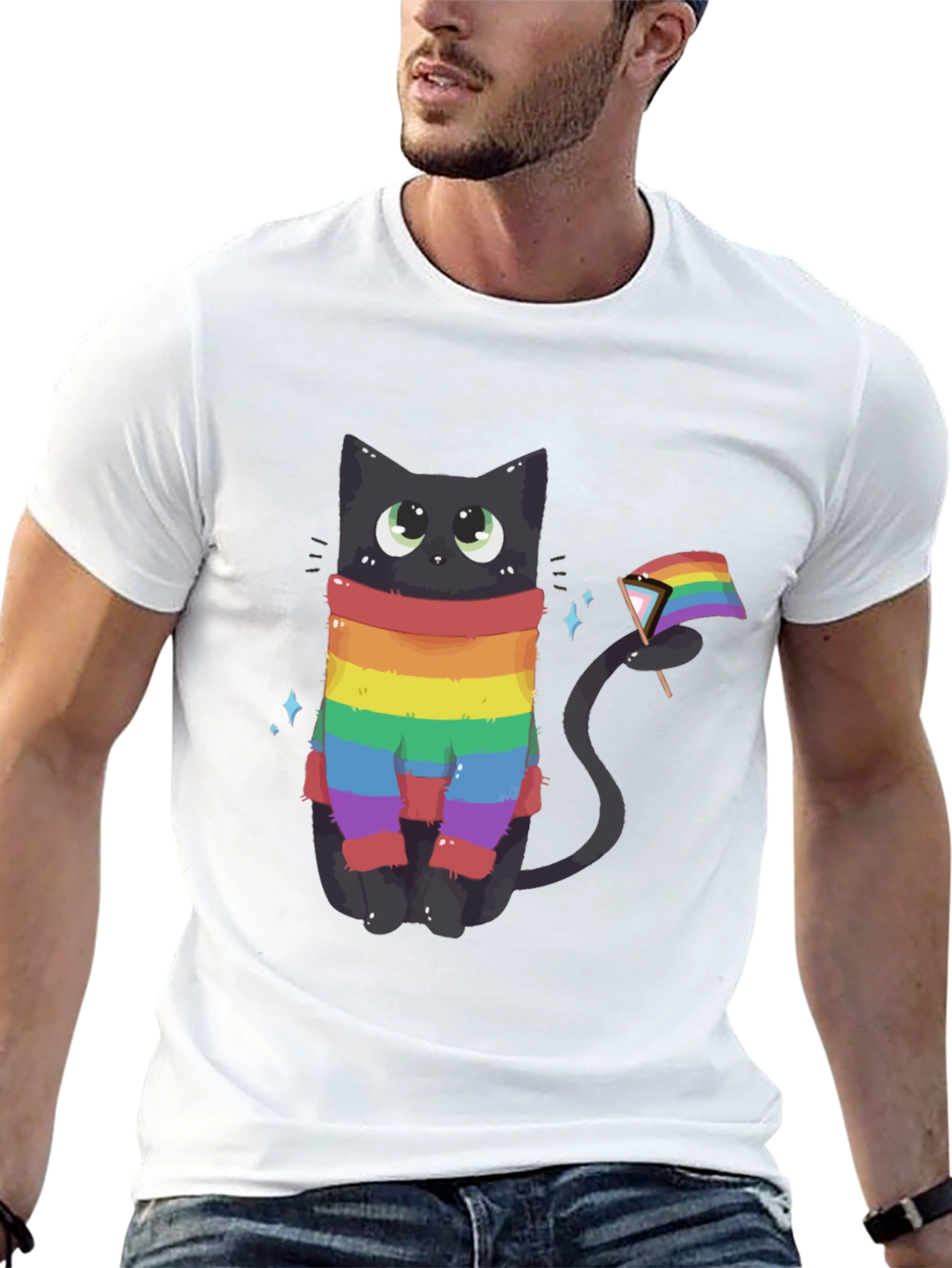Rainbow Pride Cat Graphic Tee