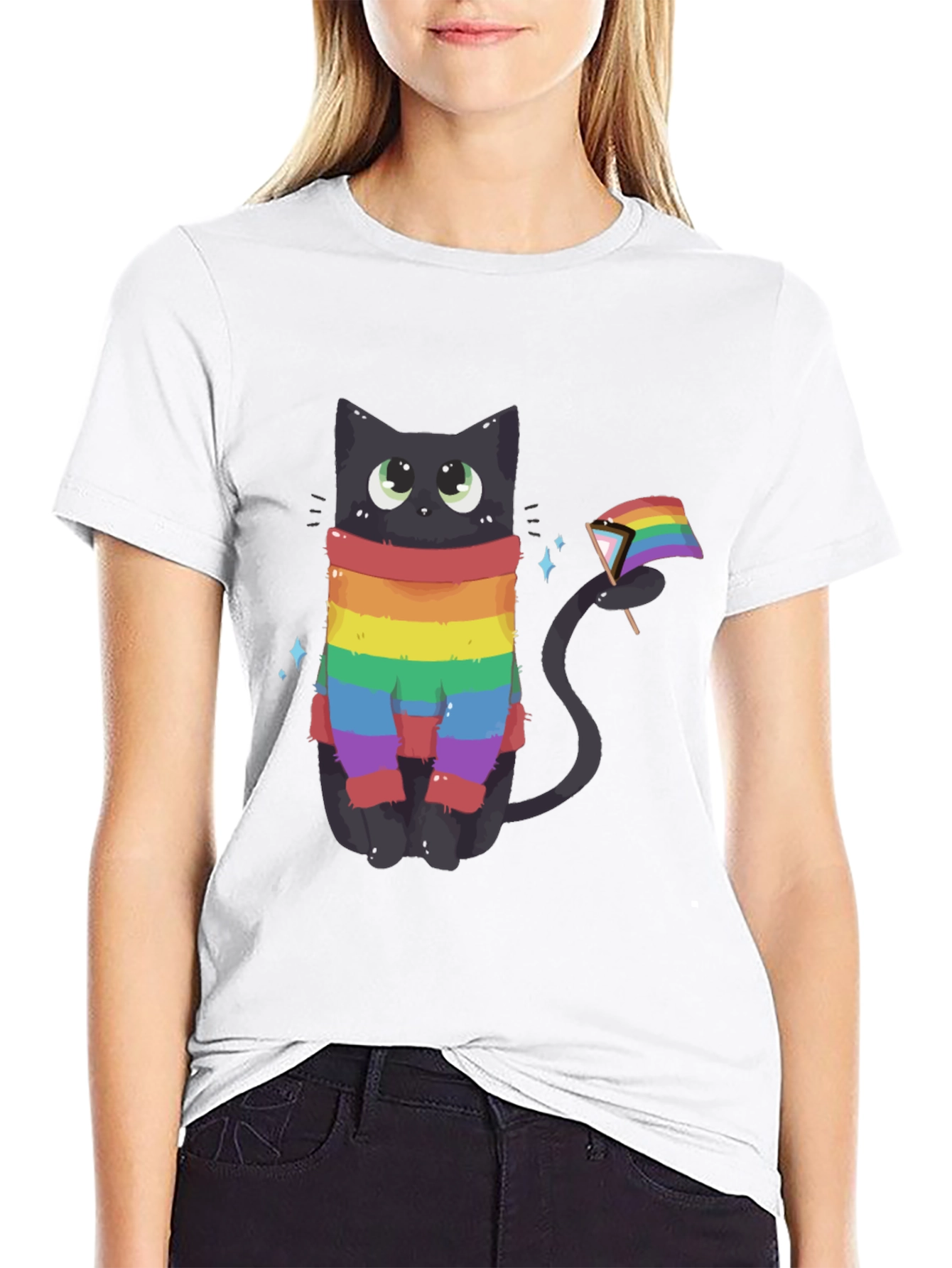 Rainbow Pride Cat Graphic Tee