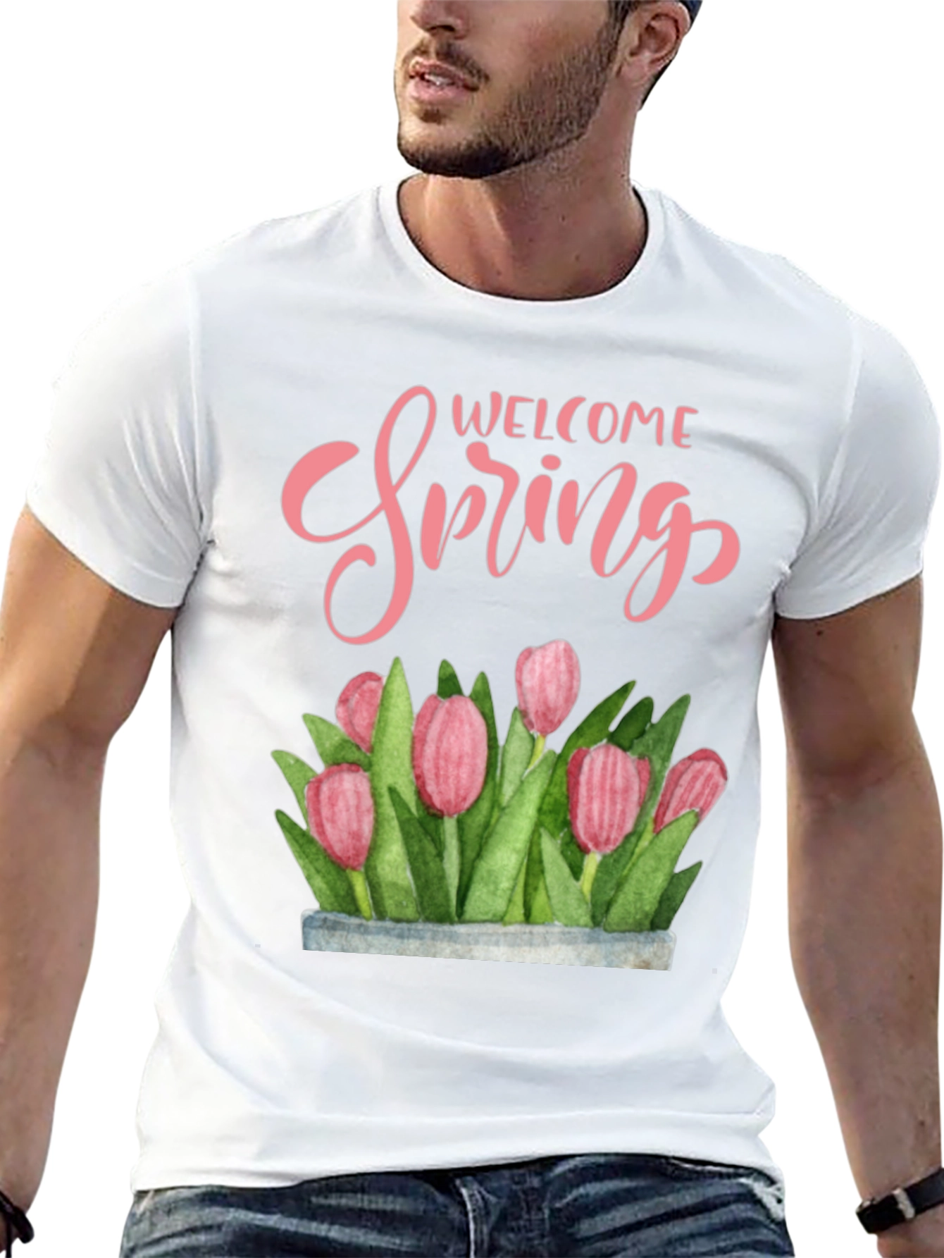 Welcome Spring Floral T-Shirt - Black