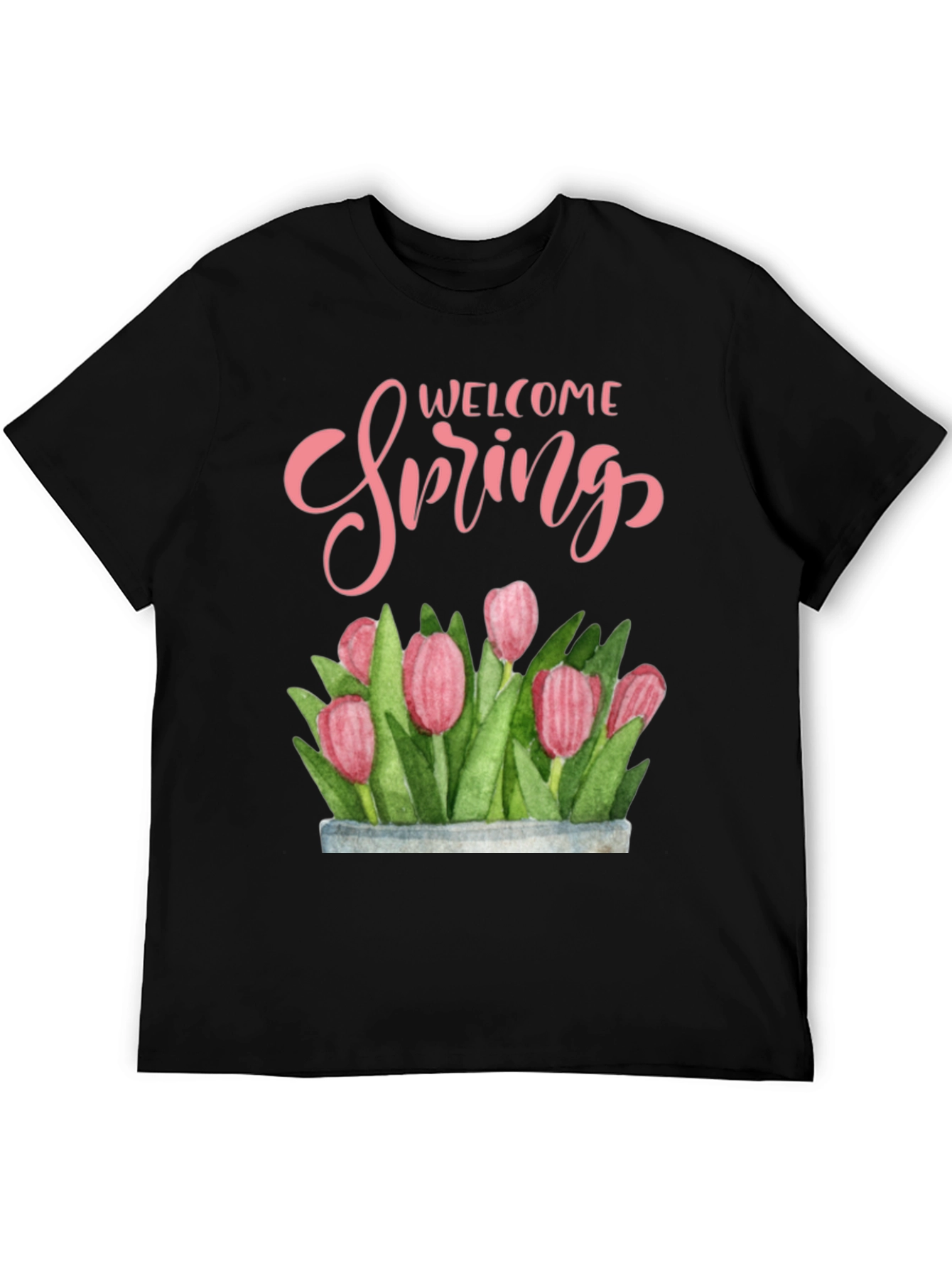 Welcome Spring Floral T-Shirt - Black