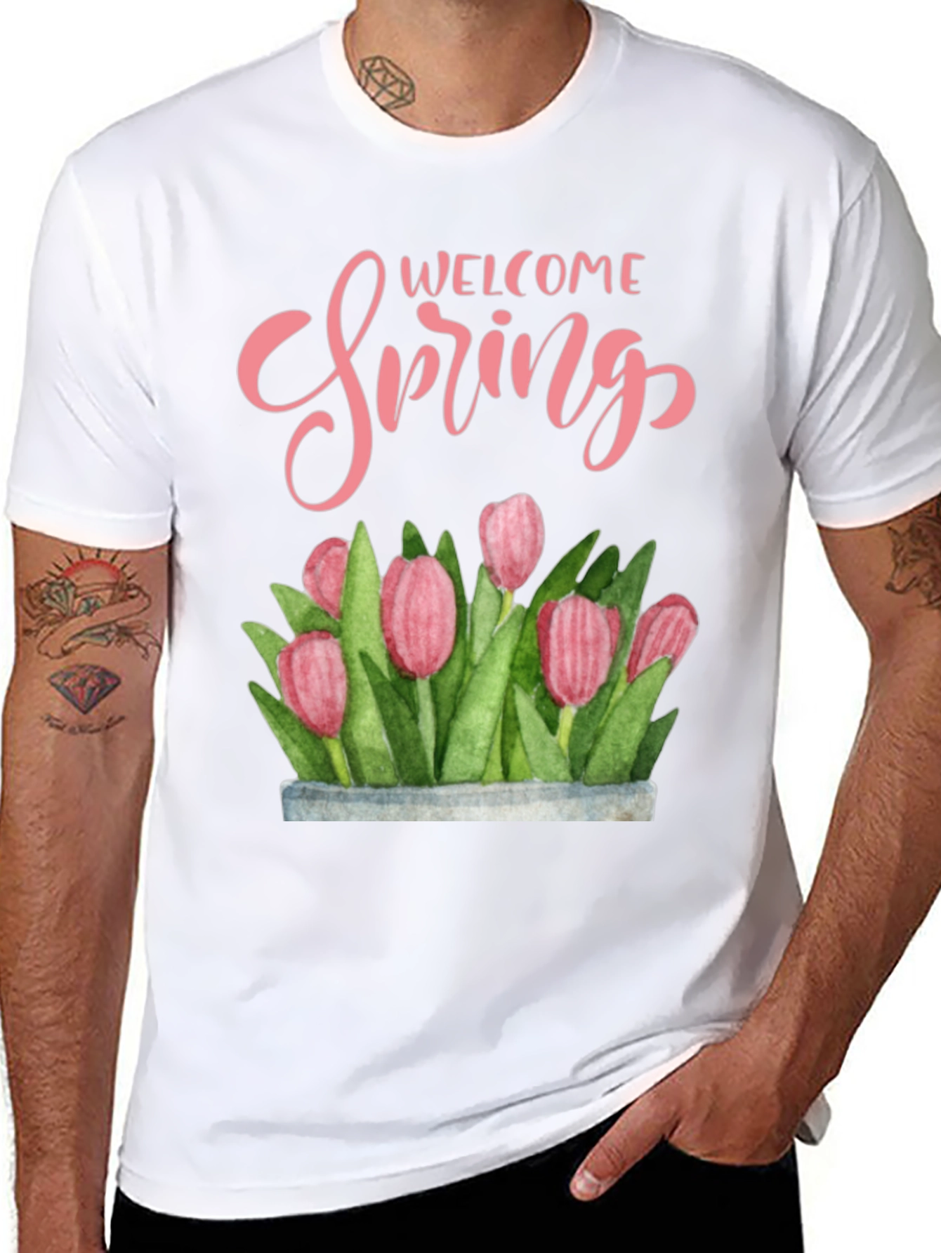 Welcome Spring Floral T-Shirt - Black