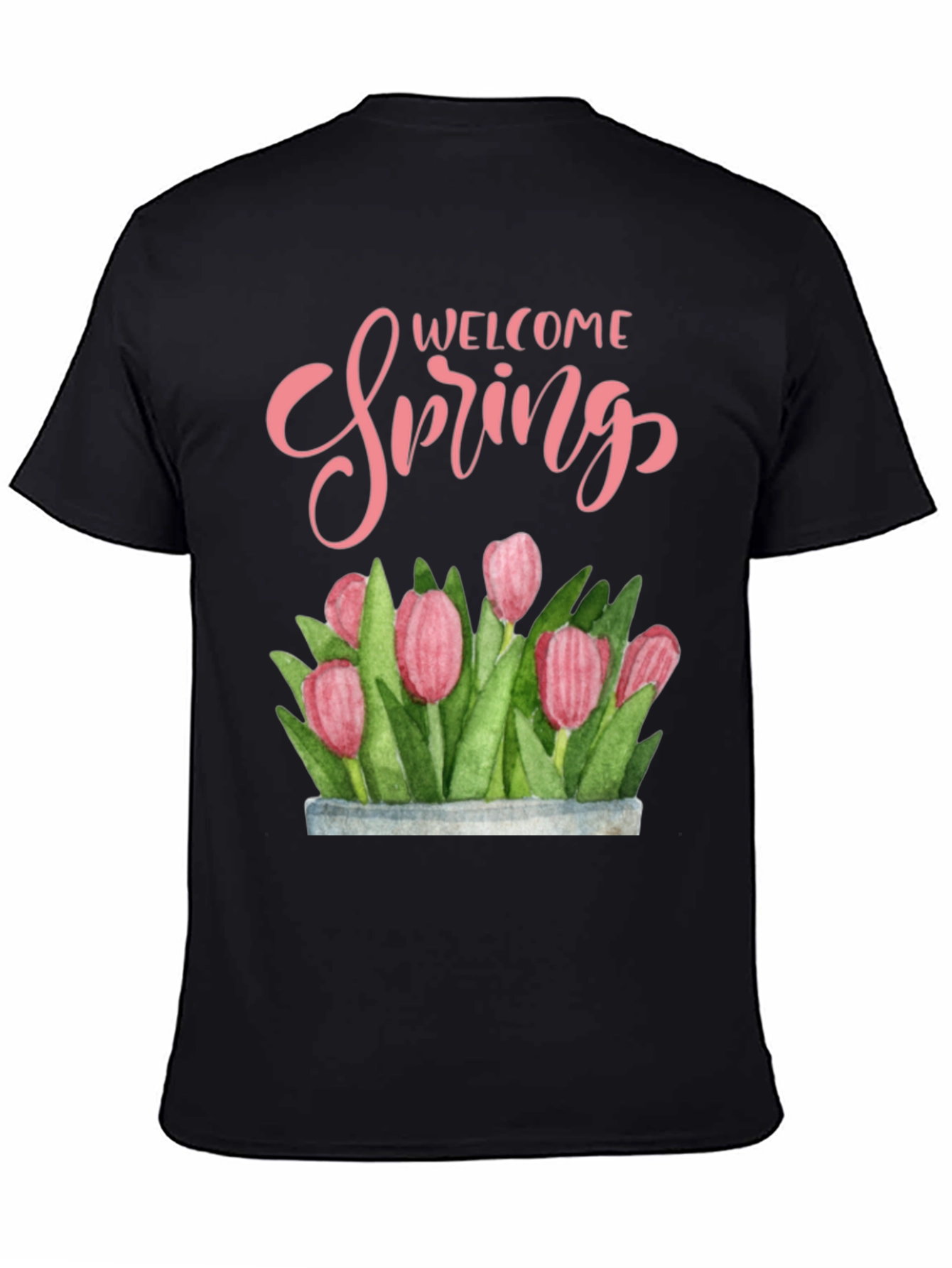 Welcome Spring Floral T-Shirt - Black