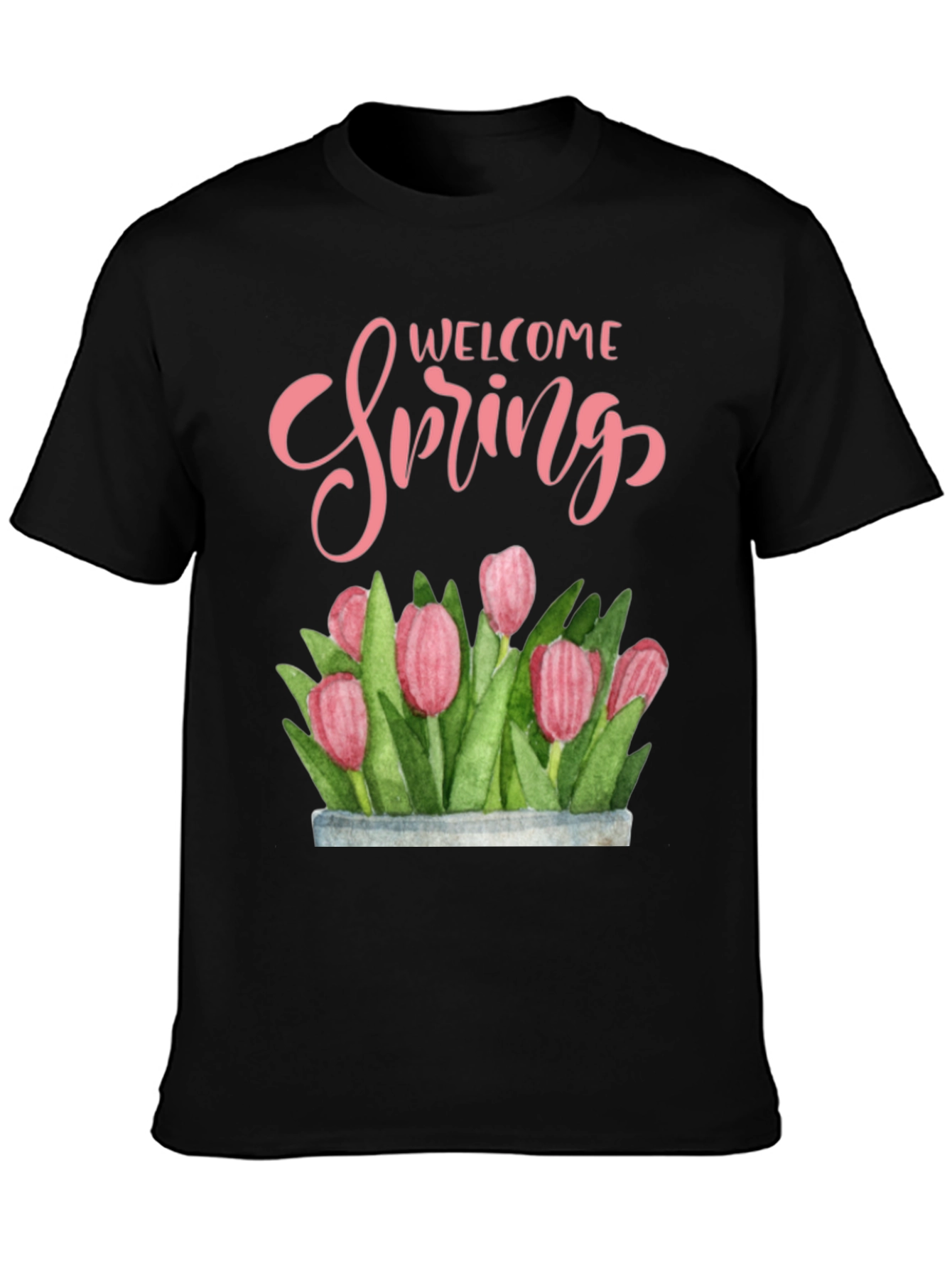Welcome Spring Floral T-Shirt - Black