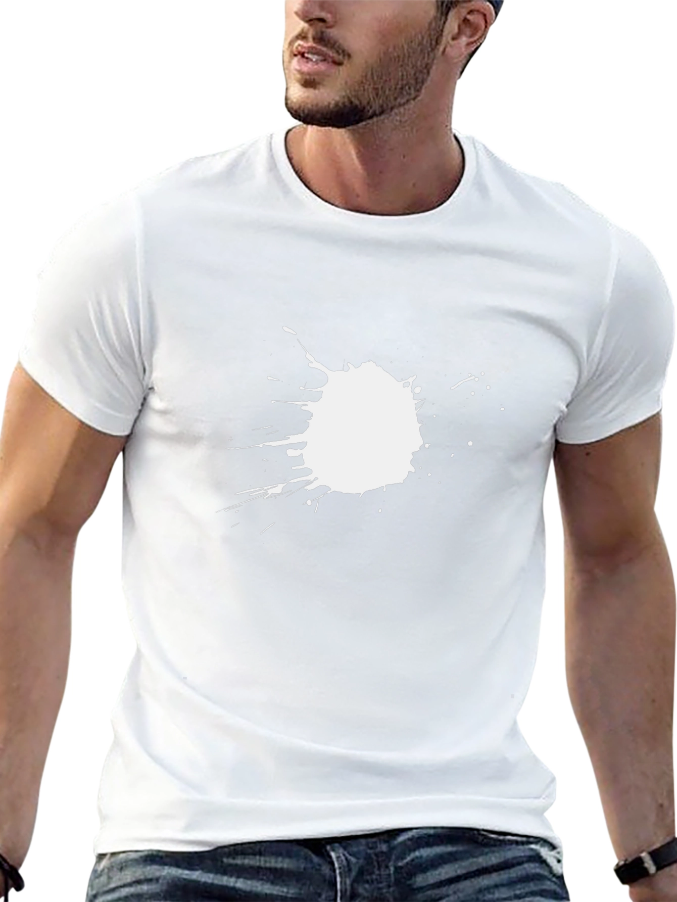 Black T-Shirt with White Splatter Design