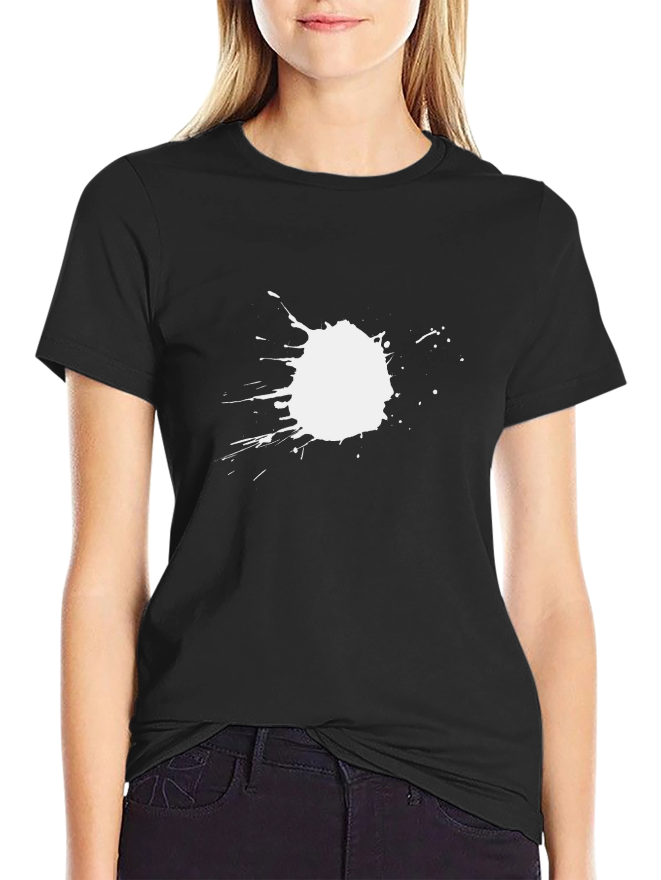 Black T-Shirt with White Splatter Design