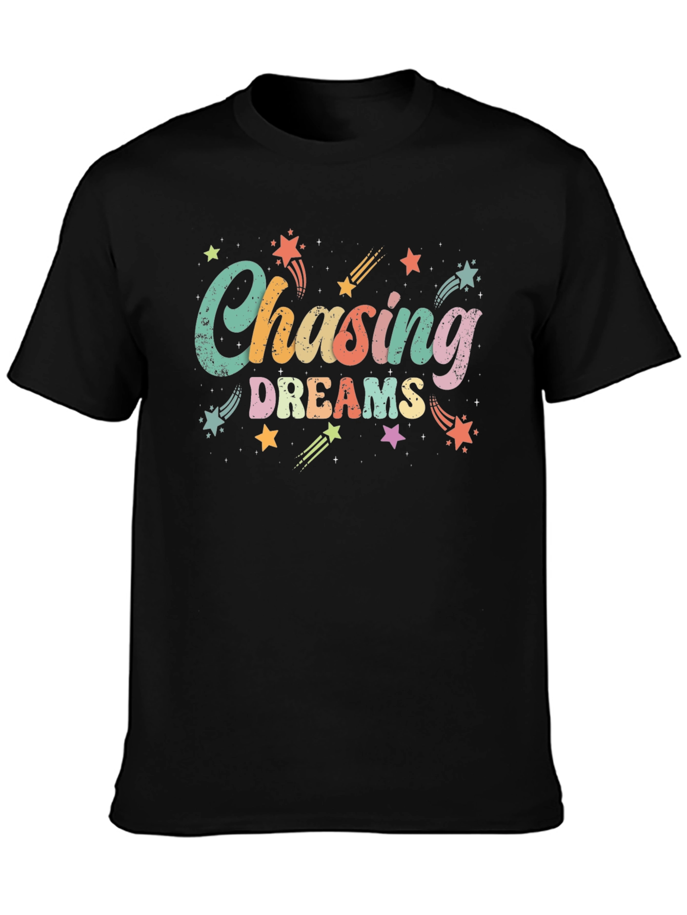 Chasing Dreams Graphic Tee - Black Cotton T-Shirt