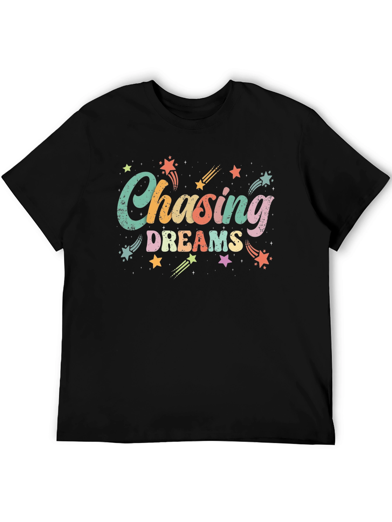 Chasing Dreams Graphic Tee - Black Cotton T-Shirt