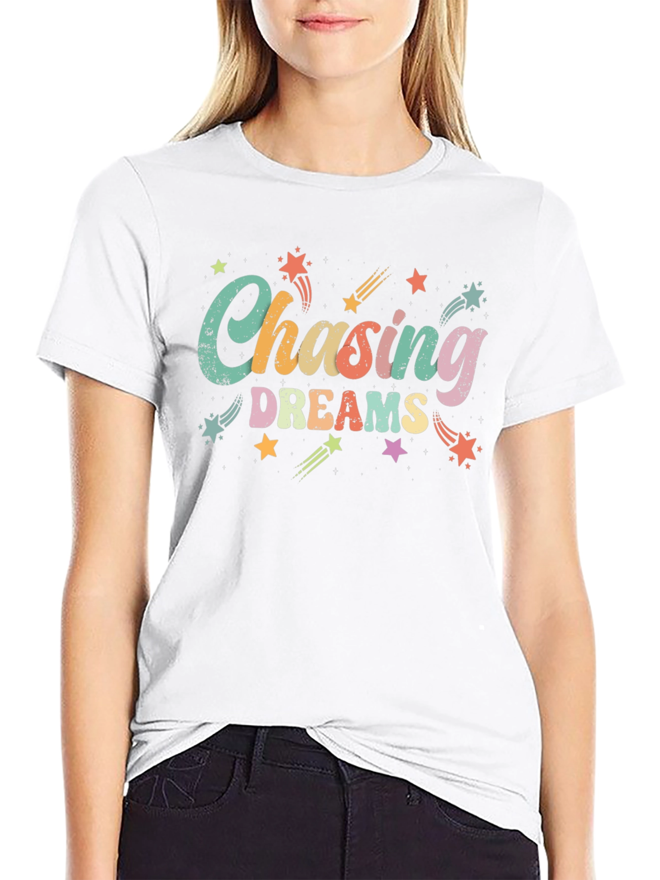 Chasing Dreams Graphic Tee - Black Cotton T-Shirt