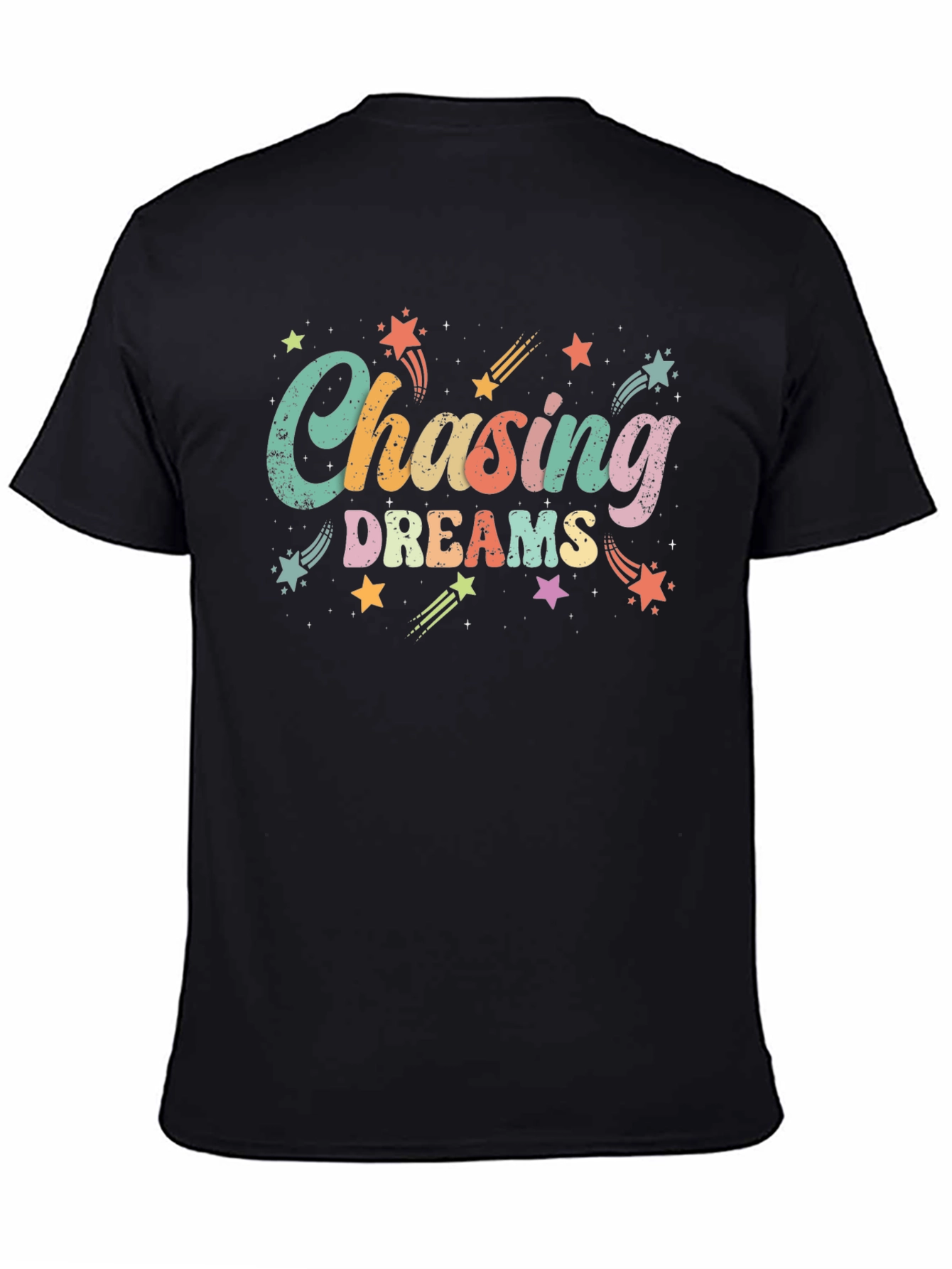 Chasing Dreams Graphic Tee - Black Cotton T-Shirt