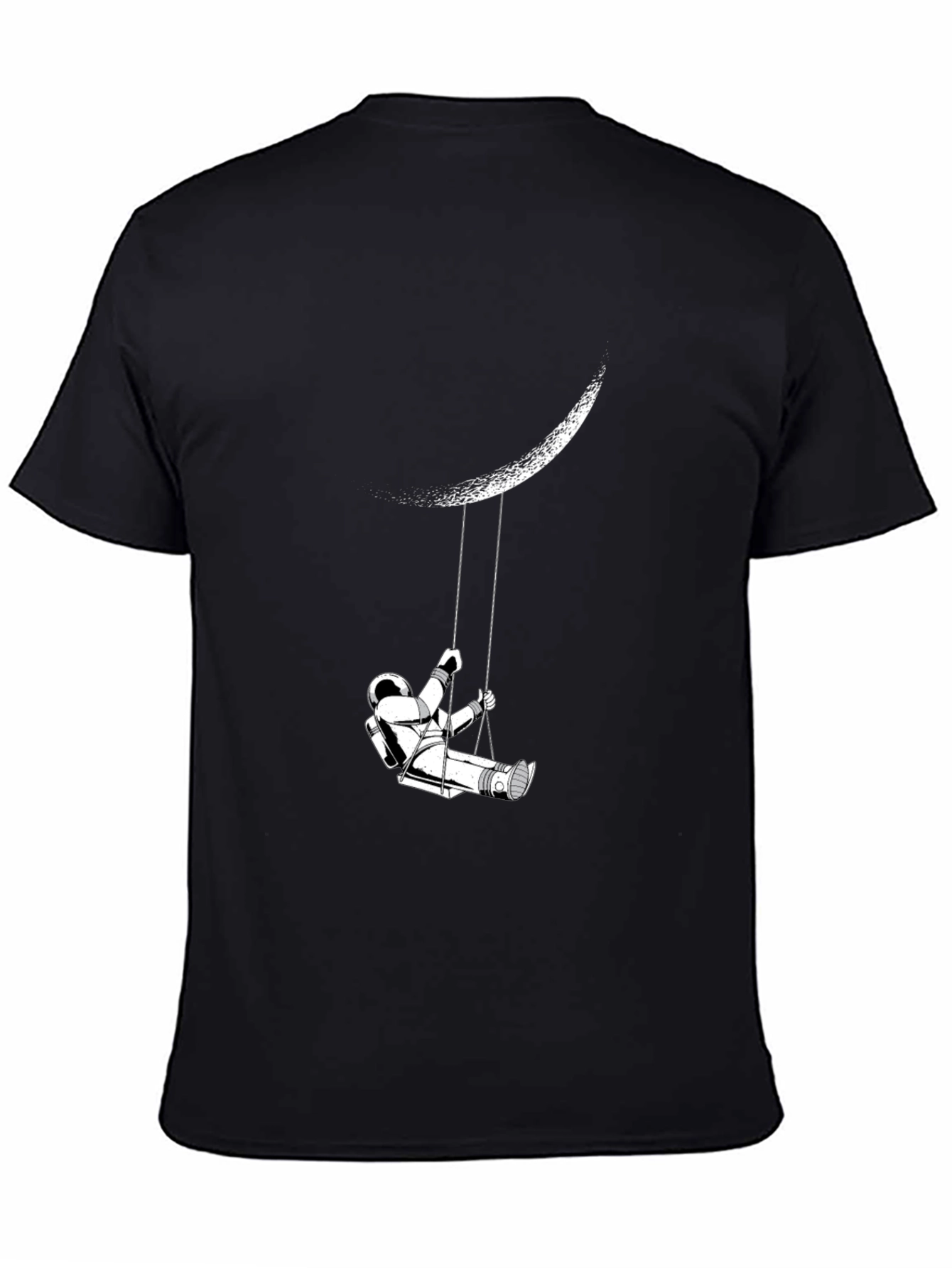 Astronaut Moon Swing Black T-Shirt - Dreamer Space Tee