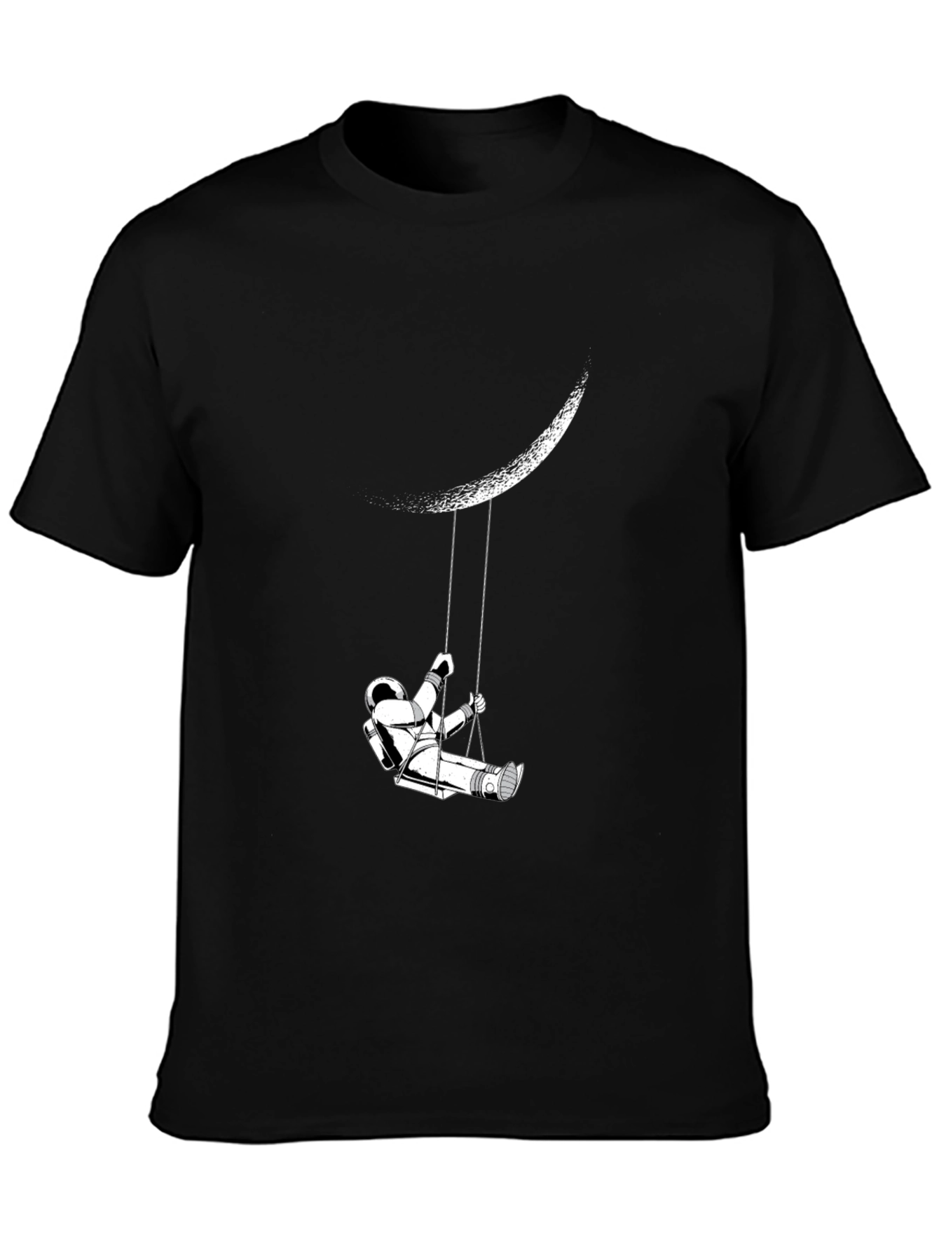 Astronaut Moon Swing Black T-Shirt - Dreamer Space Tee