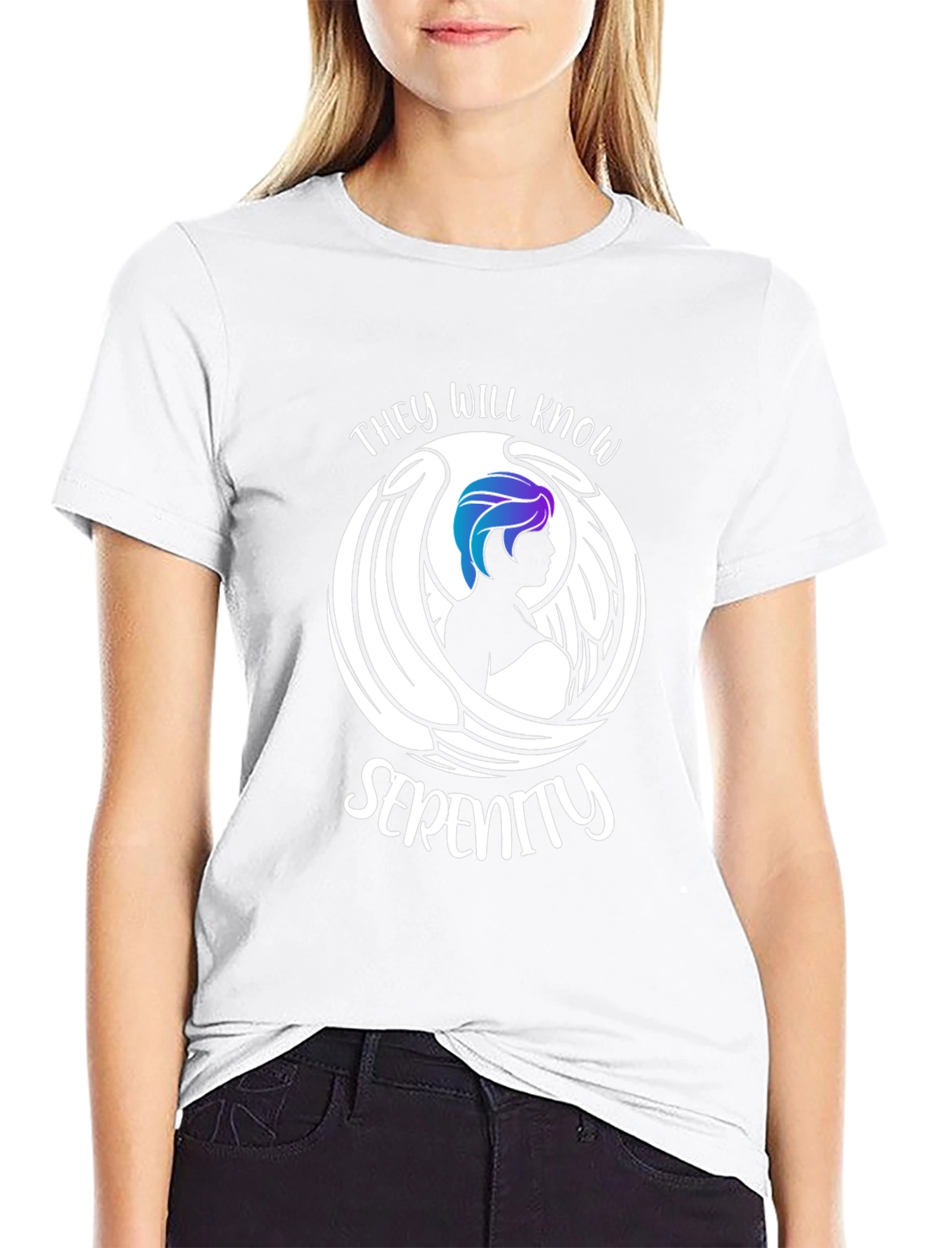 Serenity Graphic Tee - Angel Wings Design