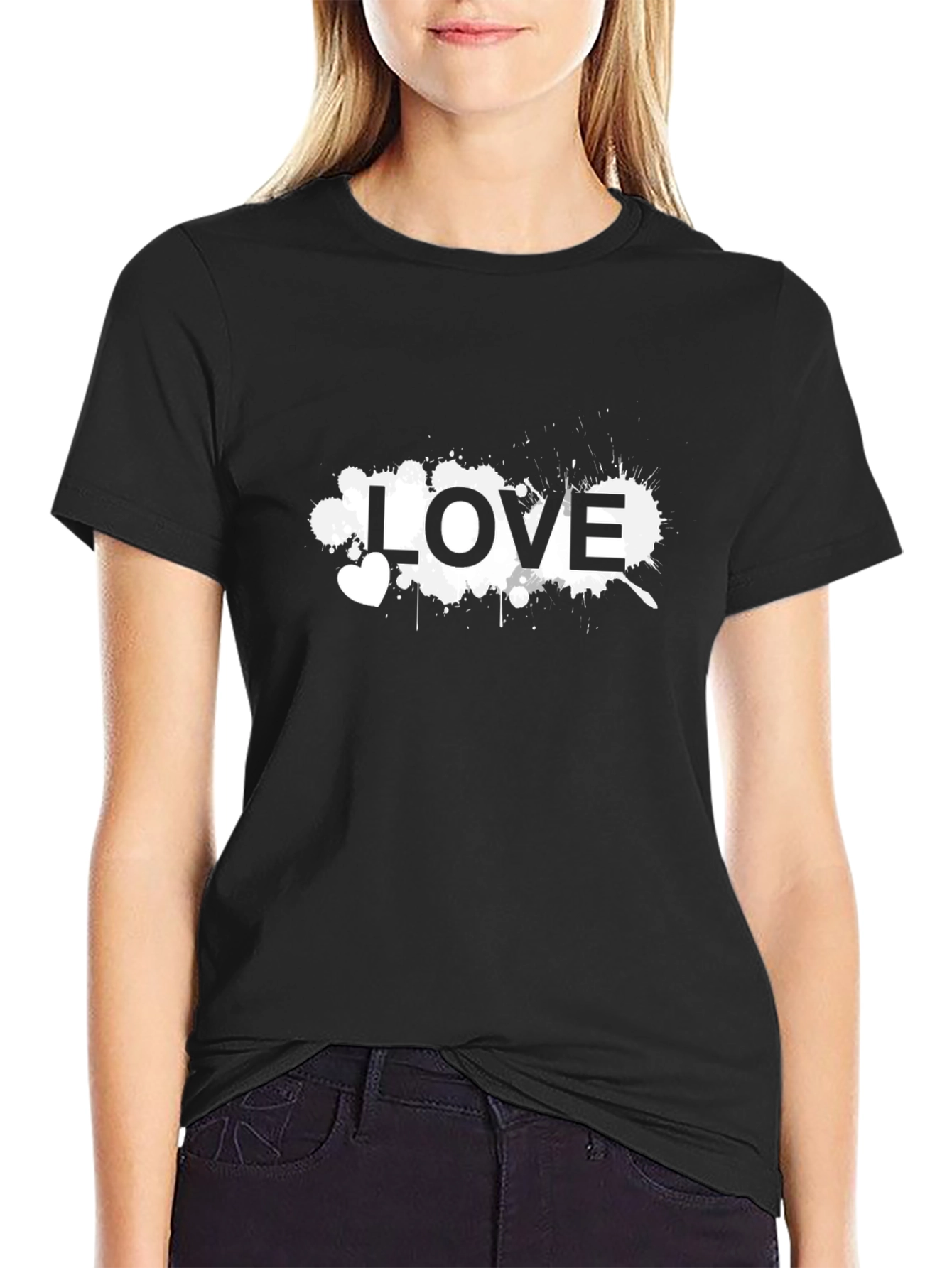 Love Splatter Print T-Shirt - Stylish Casual Tee