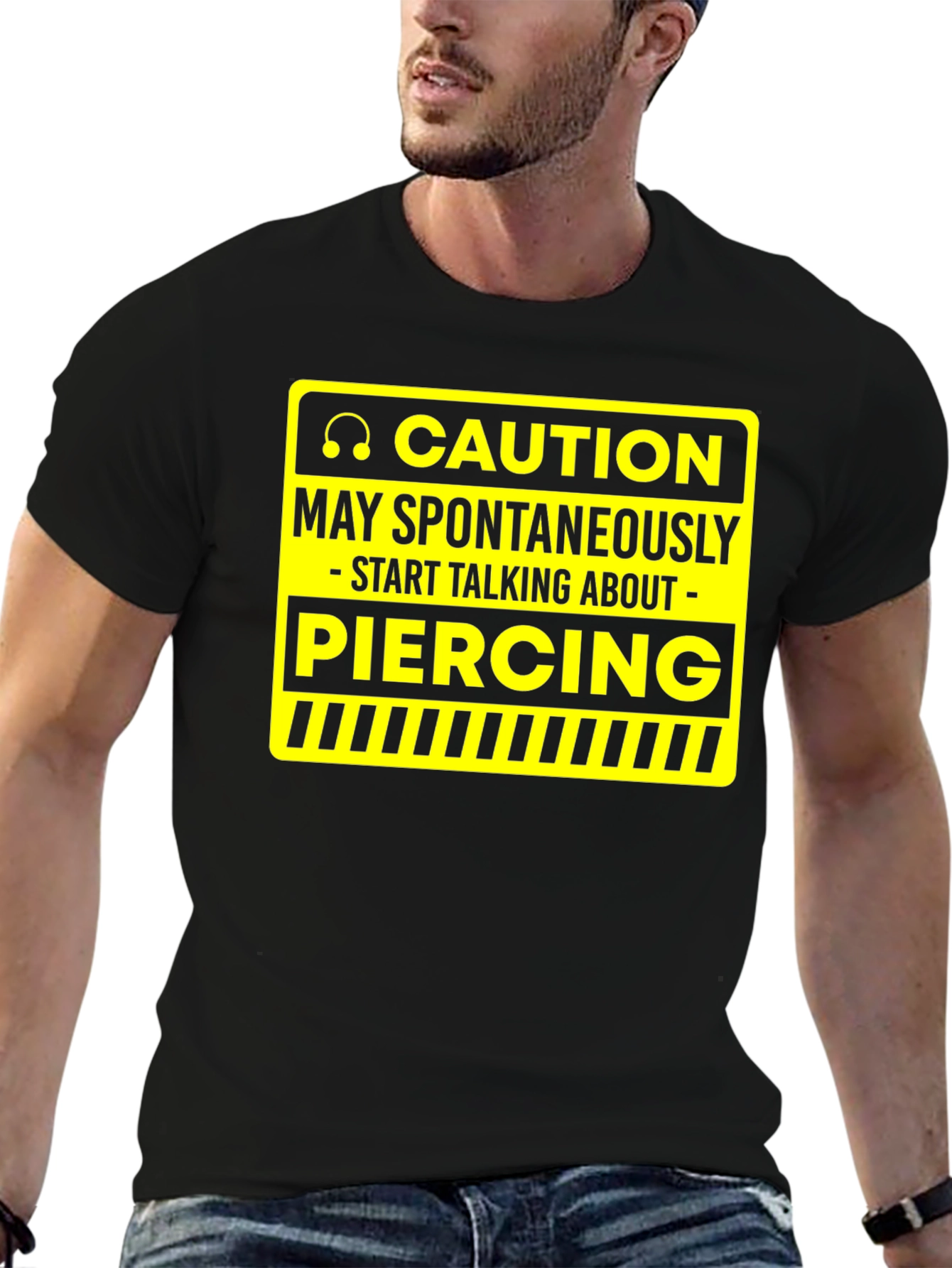 Caution Piercing T-Shirt - Funny Graphic Tee
