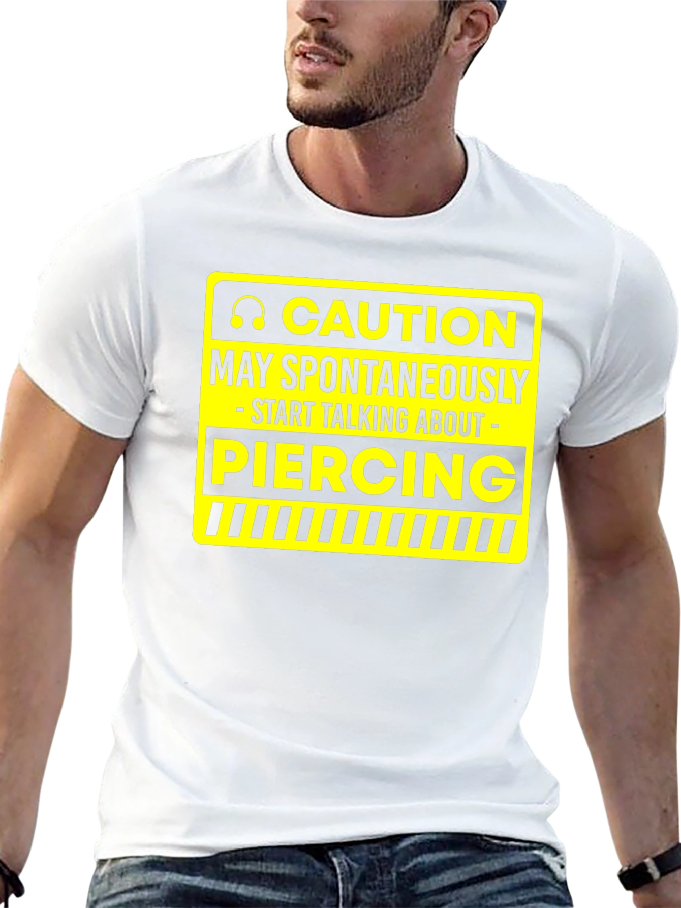 Caution Piercing T-Shirt - Funny Graphic Tee